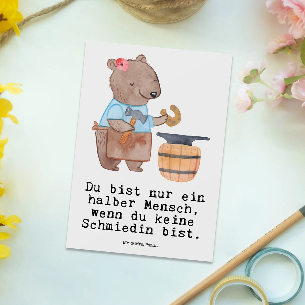 Postkarte Schmiedin mit Herz Postkarte, Karte, Geschenkkarte, Grußkarte, Einladung, Ansichtskarte, Geburtstagskarte, Einladungskarte, Dankeskarte, Ansichtskarten, Einladung Geburtstag, Einladungskarten Geburtstag, Beruf, Ausbildung, Jubiläum, Abschied, Rente, Kollege, Kollegin, Geschenk, Schenken, Arbeitskollege, Mitarbeiter, Firma, Danke, Dankeschön