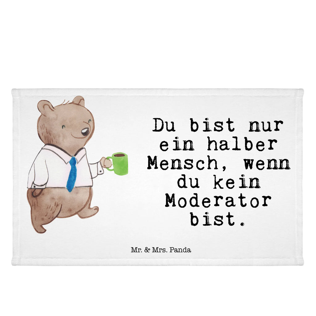 Handtuch Moderator mit Herz Gästetuch, Reisehandtuch, Sport Handtuch, Frottier, Kinder Handtuch, Beruf, Ausbildung, Jubiläum, Abschied, Rente, Kollege, Kollegin, Geschenk, Schenken, Arbeitskollege, Mitarbeiter, Firma, Danke, Dankeschön