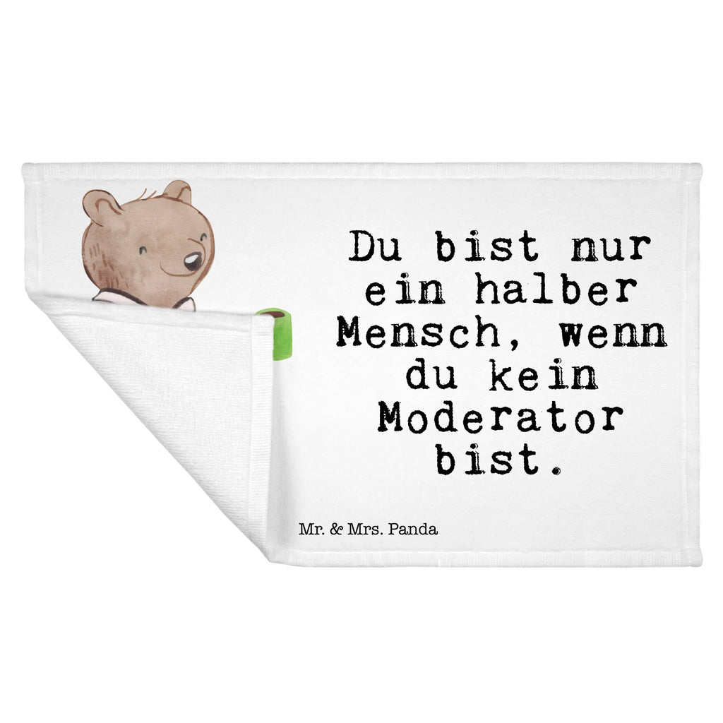 Handtuch Moderator mit Herz Gästetuch, Reisehandtuch, Sport Handtuch, Frottier, Kinder Handtuch, Beruf, Ausbildung, Jubiläum, Abschied, Rente, Kollege, Kollegin, Geschenk, Schenken, Arbeitskollege, Mitarbeiter, Firma, Danke, Dankeschön