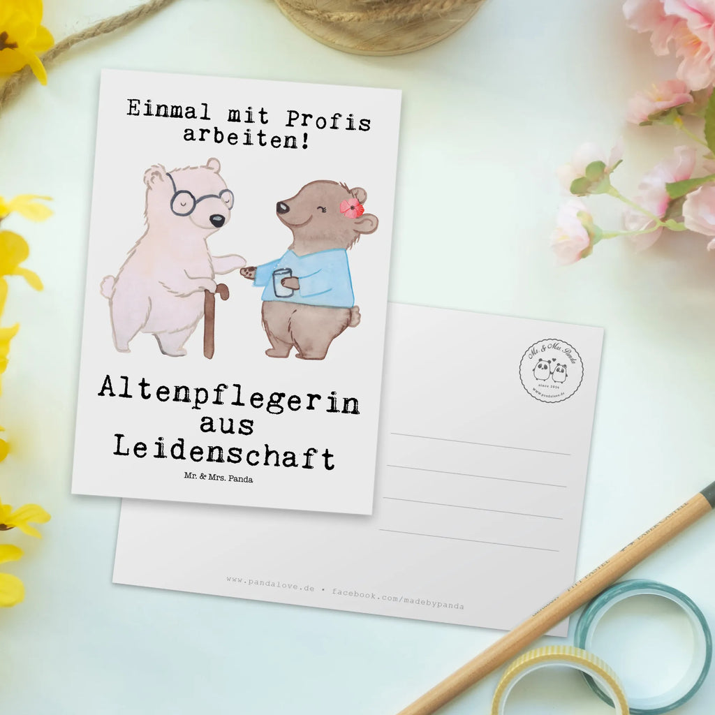 Postkarte Altenpflegerin aus Leidenschaft Postkarte, Karte, Geschenkkarte, Grußkarte, Einladung, Ansichtskarte, Geburtstagskarte, Einladungskarte, Dankeskarte, Ansichtskarten, Einladung Geburtstag, Einladungskarten Geburtstag, Beruf, Ausbildung, Jubiläum, Abschied, Rente, Kollege, Kollegin, Geschenk, Schenken, Arbeitskollege, Mitarbeiter, Firma, Danke, Dankeschön, Altenpflegerin, Pflegerin, Altenheim Eröffnung