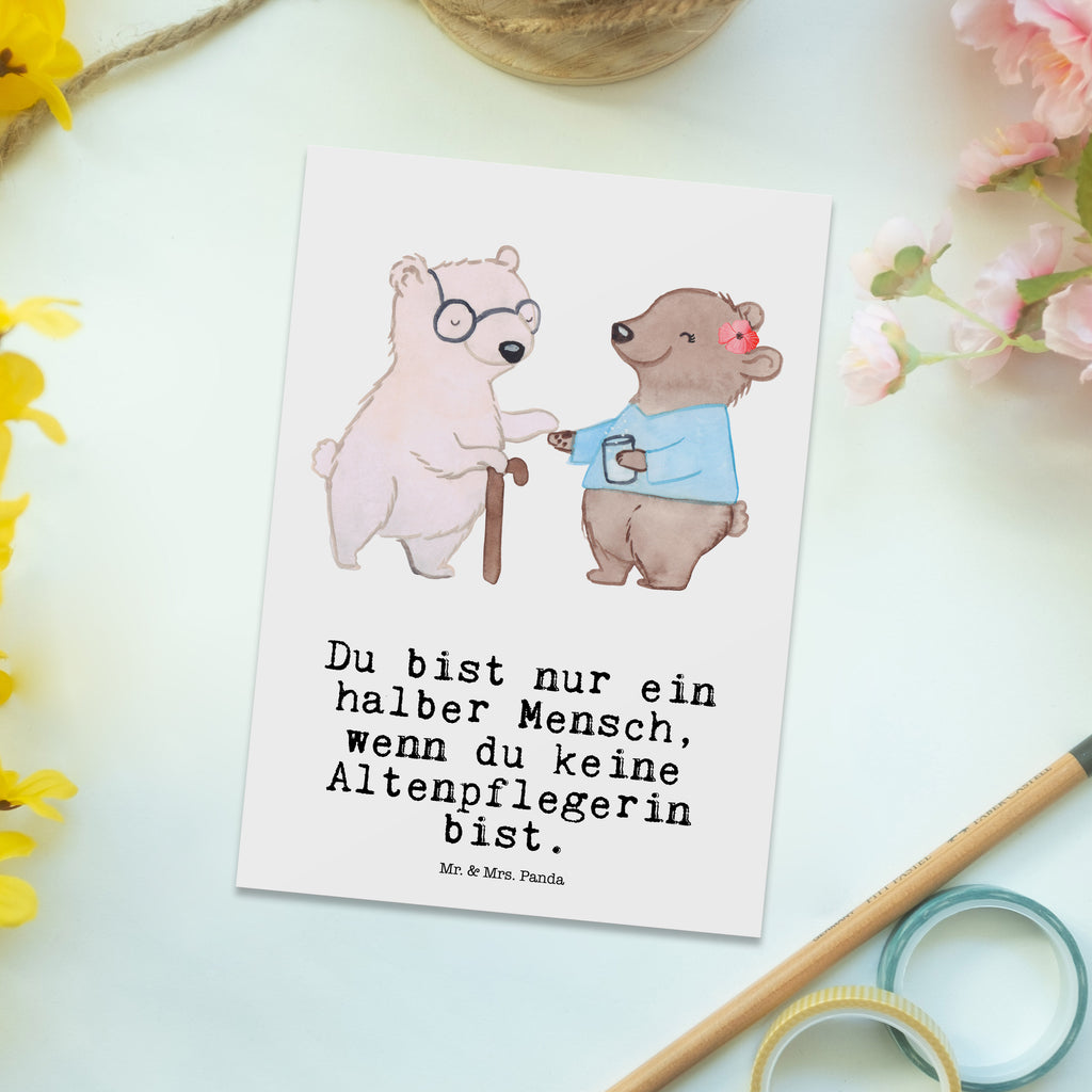 Postkarte Altenpflegerin mit Herz Postkarte, Karte, Geschenkkarte, Grußkarte, Einladung, Ansichtskarte, Geburtstagskarte, Einladungskarte, Dankeskarte, Ansichtskarten, Einladung Geburtstag, Einladungskarten Geburtstag, Beruf, Ausbildung, Jubiläum, Abschied, Rente, Kollege, Kollegin, Geschenk, Schenken, Arbeitskollege, Mitarbeiter, Firma, Danke, Dankeschön, Altenpflegerin, Pflegerin, Altenheim Eröffnung