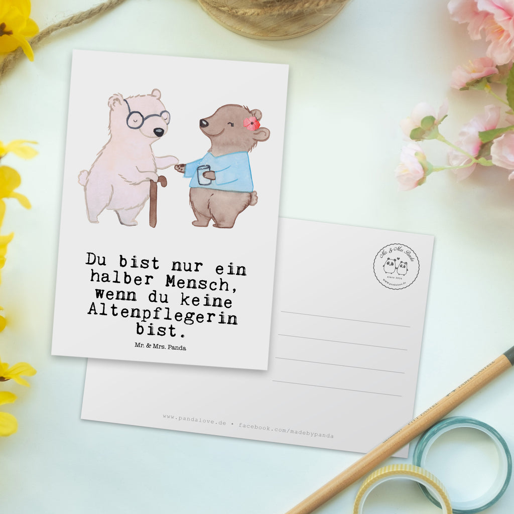 Postkarte Altenpflegerin mit Herz Postkarte, Karte, Geschenkkarte, Grußkarte, Einladung, Ansichtskarte, Geburtstagskarte, Einladungskarte, Dankeskarte, Ansichtskarten, Einladung Geburtstag, Einladungskarten Geburtstag, Beruf, Ausbildung, Jubiläum, Abschied, Rente, Kollege, Kollegin, Geschenk, Schenken, Arbeitskollege, Mitarbeiter, Firma, Danke, Dankeschön, Altenpflegerin, Pflegerin, Altenheim Eröffnung