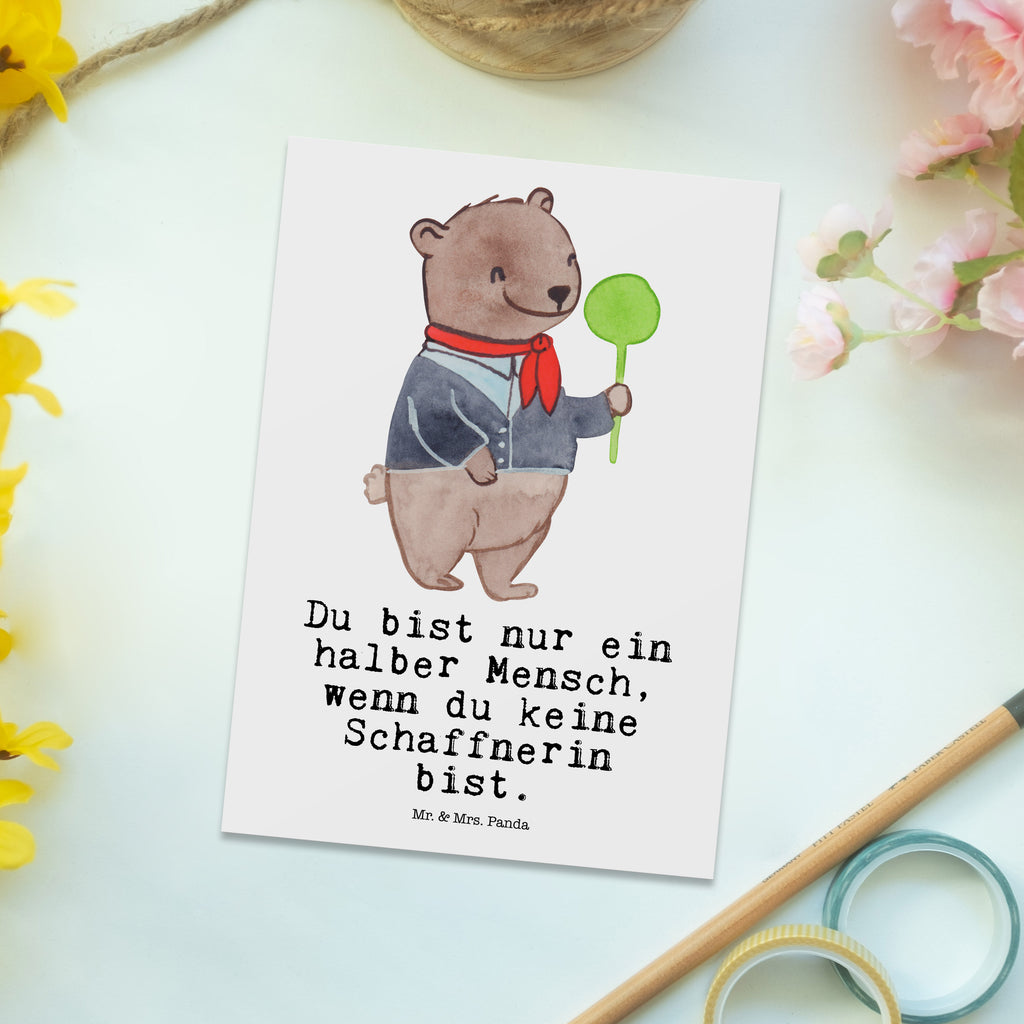 Postkarte Schaffnerin mit Herz Postkarte, Karte, Geschenkkarte, Grußkarte, Einladung, Ansichtskarte, Geburtstagskarte, Einladungskarte, Dankeskarte, Ansichtskarten, Einladung Geburtstag, Einladungskarten Geburtstag, Beruf, Ausbildung, Jubiläum, Abschied, Rente, Kollege, Kollegin, Geschenk, Schenken, Arbeitskollege, Mitarbeiter, Firma, Danke, Dankeschön