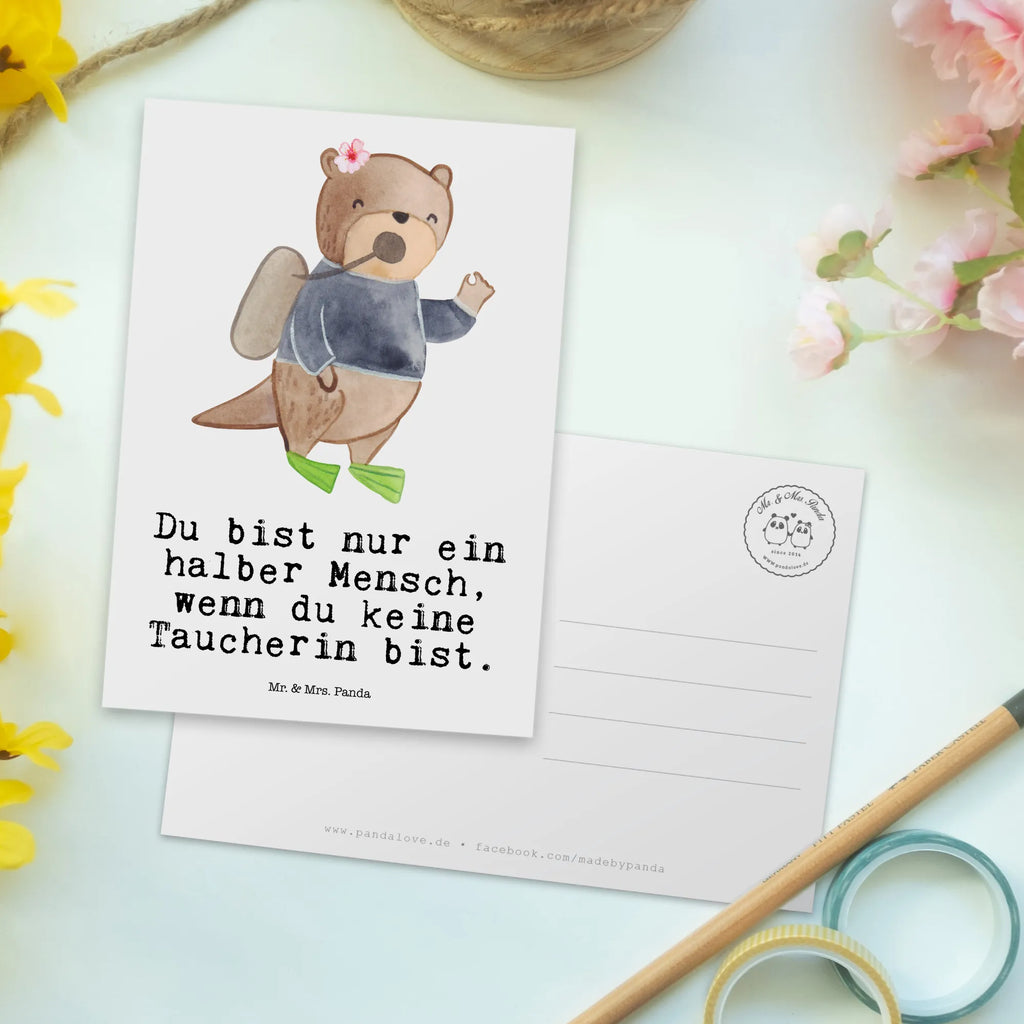 Postkarte Taucherin mit Herz Postkarte, Karte, Geschenkkarte, Grußkarte, Einladung, Ansichtskarte, Geburtstagskarte, Einladungskarte, Dankeskarte, Ansichtskarten, Einladung Geburtstag, Einladungskarten Geburtstag, Beruf, Ausbildung, Jubiläum, Abschied, Rente, Kollege, Kollegin, Geschenk, Schenken, Arbeitskollege, Mitarbeiter, Firma, Danke, Dankeschön