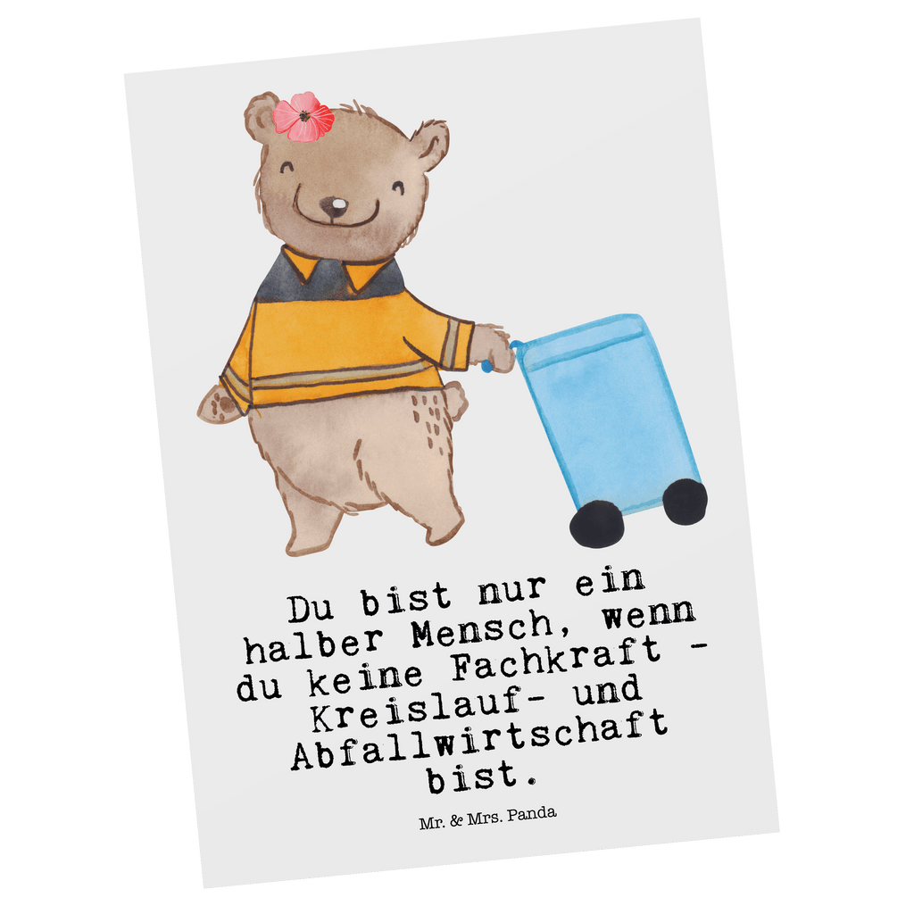 Postkarte Fachkraft - Kreislauf- und Abfallwirtschaft mit Herz Postkarte, Karte, Geschenkkarte, Grußkarte, Einladung, Ansichtskarte, Geburtstagskarte, Einladungskarte, Dankeskarte, Ansichtskarten, Einladung Geburtstag, Einladungskarten Geburtstag, Beruf, Ausbildung, Jubiläum, Abschied, Rente, Kollege, Kollegin, Geschenk, Schenken, Arbeitskollege, Mitarbeiter, Firma, Danke, Dankeschön, Müllwerker, Fachkraft Kreislauf- und Abfallwirtschaft, Müllentsorger, Kehrichtmann, Müllmann, Müllfahrer