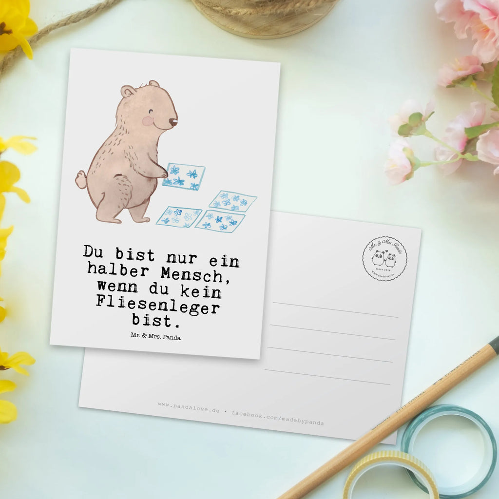 Postkarte Fliesenleger mit Herz Postkarte, Karte, Geschenkkarte, Grußkarte, Einladung, Ansichtskarte, Geburtstagskarte, Einladungskarte, Dankeskarte, Ansichtskarten, Einladung Geburtstag, Einladungskarten Geburtstag, Beruf, Ausbildung, Jubiläum, Abschied, Rente, Kollege, Kollegin, Geschenk, Schenken, Arbeitskollege, Mitarbeiter, Firma, Danke, Dankeschön, Fliesenleger, Gesellenprüfung, Fliesenlegermeister, Fliesenlegerbetrieb, Fliesenfachhandel, Handwerk