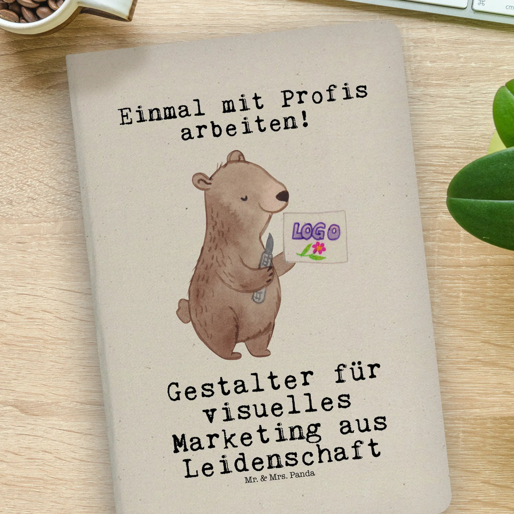 Baumwoll Notizbuch Gestalter für visuelles Marketing Leidenschaft Notizen, Eintragebuch, Tagebuch, Notizblock, Adressbuch, Journal, Kladde, Skizzenbuch, Notizheft, Schreibbuch, Schreibheft, Beruf, Ausbildung, Jubiläum, Abschied, Rente, Kollege, Kollegin, Geschenk, Schenken, Arbeitskollege, Mitarbeiter, Firma, Danke, Dankeschön