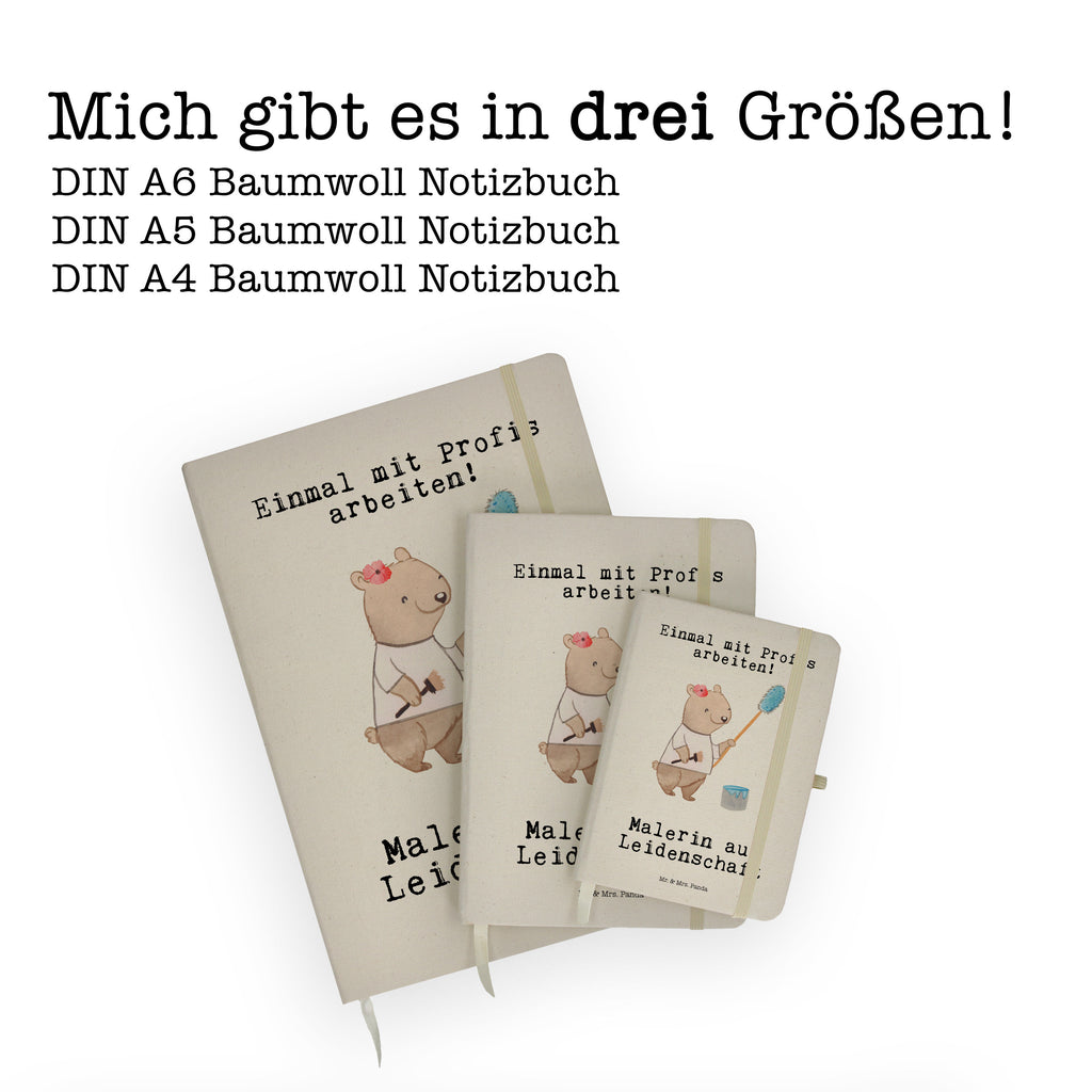 Baumwoll Notizbuch Malerin aus Leidenschaft Notizen, Eintragebuch, Tagebuch, Notizblock, Adressbuch, Journal, Kladde, Skizzenbuch, Notizheft, Schreibbuch, Schreibheft, Beruf, Ausbildung, Jubiläum, Abschied, Rente, Kollege, Kollegin, Geschenk, Schenken, Arbeitskollege, Mitarbeiter, Firma, Danke, Dankeschön, Maler, Malermeisterin, Gesellenprüfung, Meisterprüfung, Malerbetrieb