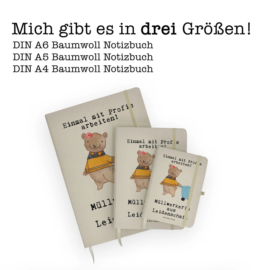 Baumwoll Notizbuch Müllwerkerin aus Leidenschaft Notizen, Eintragebuch, Tagebuch, Notizblock, Adressbuch, Journal, Kladde, Skizzenbuch, Notizheft, Schreibbuch, Schreibheft, Beruf, Ausbildung, Jubiläum, Abschied, Rente, Kollege, Kollegin, Geschenk, Schenken, Arbeitskollege, Mitarbeiter, Firma, Danke, Dankeschön, Müllwerkerin, Fachkraft Kreislauf- und Abfallwirtschaft, Müllentsorgerin, Kehrichtfrau, Müllfrau, Müllfahreriin