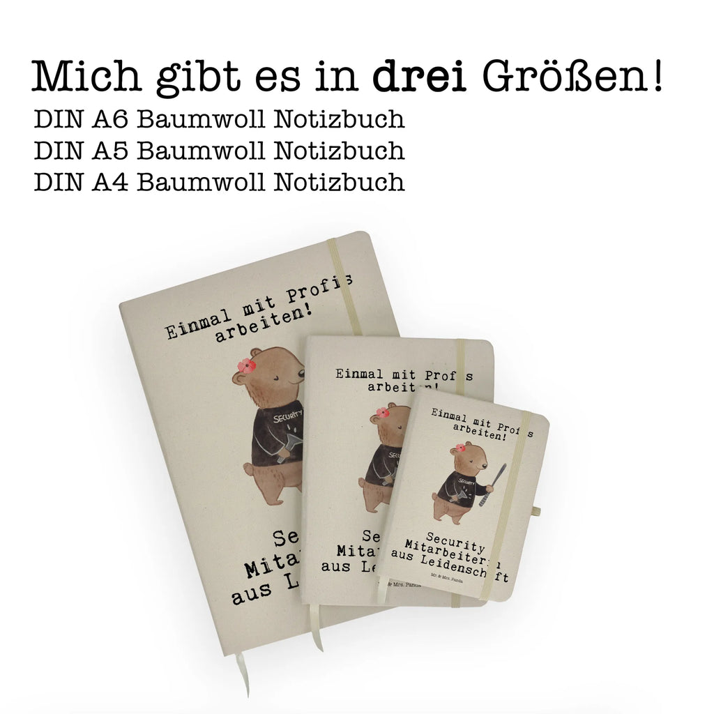 Baumwoll Notizbuch Security Mitarbeiterin aus Leidenschaft Notizen, Eintragebuch, Tagebuch, Notizblock, Adressbuch, Journal, Kladde, Skizzenbuch, Notizheft, Schreibbuch, Schreibheft, Beruf, Ausbildung, Jubiläum, Abschied, Rente, Kollege, Kollegin, Geschenk, Schenken, Arbeitskollege, Mitarbeiter, Firma, Danke, Dankeschön