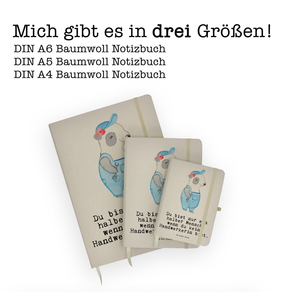 Baumwoll Notizbuch Handwerkerin mit Herz Notizen, Eintragebuch, Tagebuch, Notizblock, Adressbuch, Journal, Kladde, Skizzenbuch, Notizheft, Schreibbuch, Schreibheft, Beruf, Ausbildung, Jubiläum, Abschied, Rente, Kollege, Kollegin, Geschenk, Schenken, Arbeitskollege, Mitarbeiter, Firma, Danke, Dankeschön, Handwerkerin, Gesellenprüfung, Handwerksbetrieb, Werkstatt