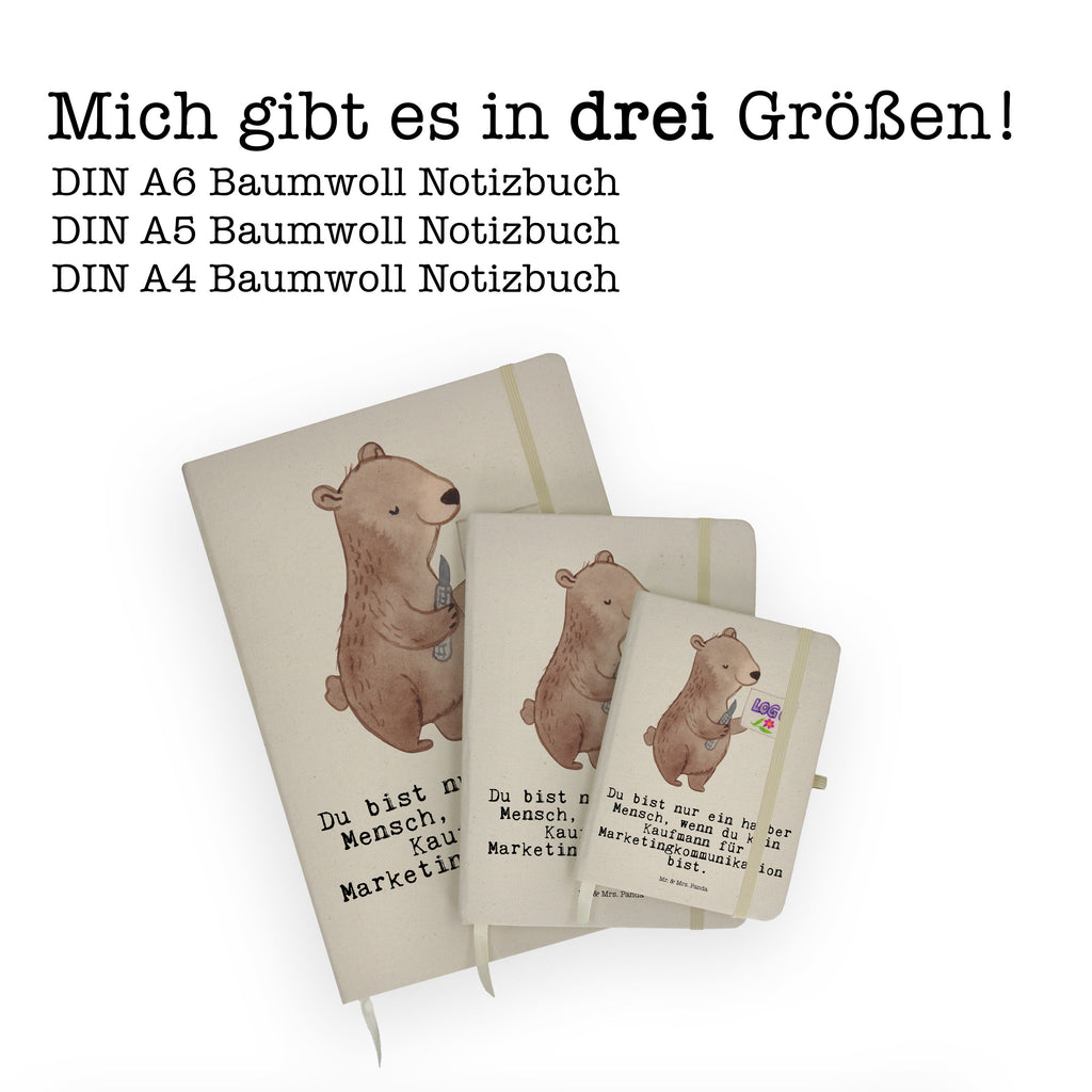 Baumwoll Notizbuch Kaufmann für Marketingkommunikation mit Herz Notizen, Eintragebuch, Tagebuch, Notizblock, Adressbuch, Journal, Kladde, Skizzenbuch, Notizheft, Schreibbuch, Schreibheft, Beruf, Ausbildung, Jubiläum, Abschied, Rente, Kollege, Kollegin, Geschenk, Schenken, Arbeitskollege, Mitarbeiter, Firma, Danke, Dankeschön