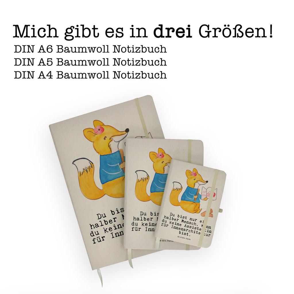 Baumwoll Notizbuch Assistentin für Innenarchitektur mit Herz Notizen, Eintragebuch, Tagebuch, Notizblock, Adressbuch, Journal, Kladde, Skizzenbuch, Notizheft, Schreibbuch, Schreibheft, Beruf, Ausbildung, Jubiläum, Abschied, Rente, Kollege, Kollegin, Geschenk, Schenken, Arbeitskollege, Mitarbeiter, Firma, Danke, Dankeschön