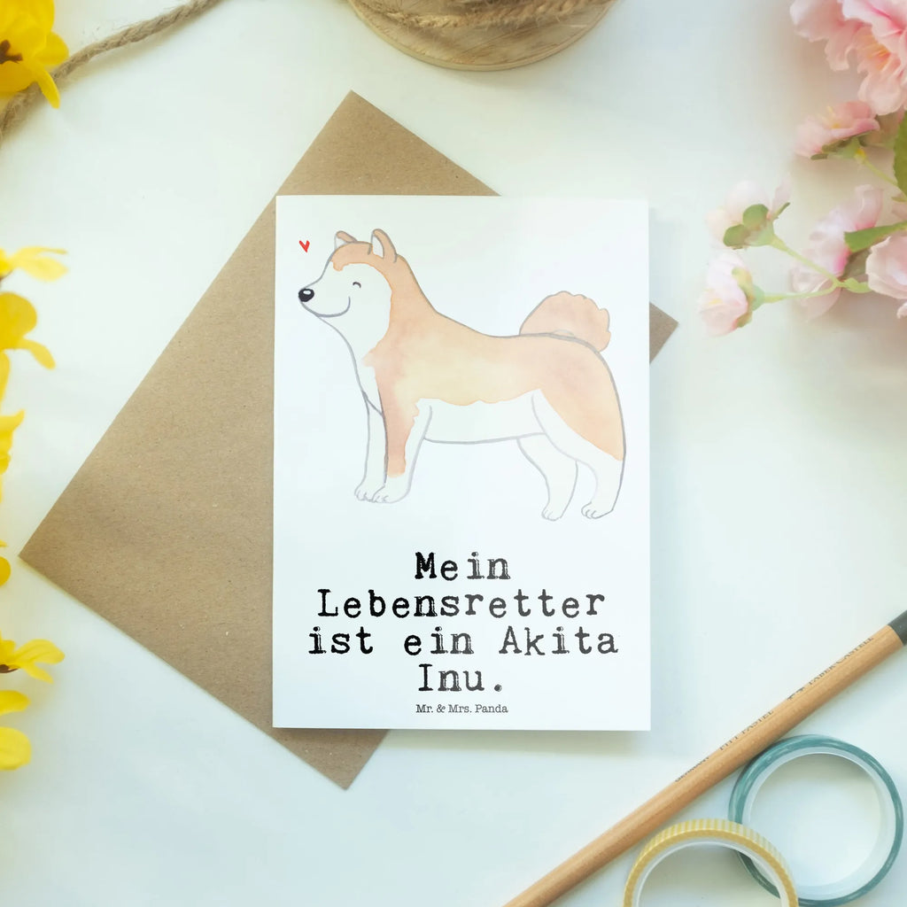 Grußkarte Akita Inu Lebensretter Grußkarte, Klappkarte, Einladungskarte, Glückwunschkarte, Hochzeitskarte, Geburtstagskarte, Karte, Ansichtskarten, Hund, Hunderasse, Rassehund, Hundebesitzer, Geschenk, Tierfreund, Schenken, Welpe