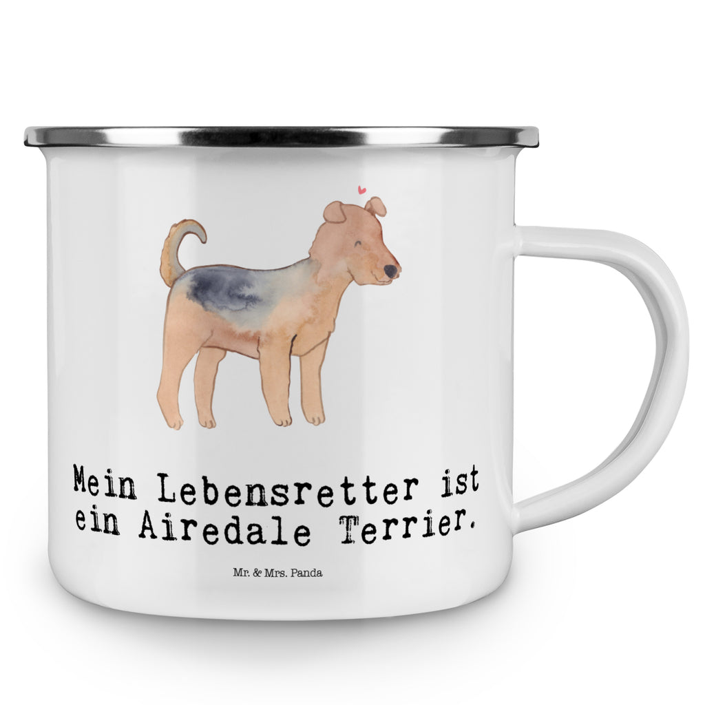 Camping Emaille Tasse Airedale Terrier Lebensretter Campingtasse, Trinkbecher, Metalltasse, Outdoor Tasse, Emaille Trinkbecher, Blechtasse Outdoor, Emaille Campingbecher, Edelstahl Trinkbecher, Metalltasse für Camping, Kaffee Blechtasse, Camping Tasse Metall, Hund, Hunderasse, Rassehund, Hundebesitzer, Geschenk, Tierfreund, Schenken, Welpe