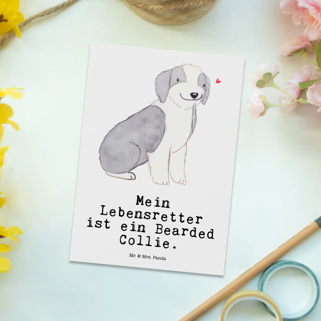 Postkarte Bearded Collie Lebensretter Postkarte, Karte, Geschenkkarte, Grußkarte, Einladung, Ansichtskarte, Geburtstagskarte, Einladungskarte, Dankeskarte, Ansichtskarten, Einladung Geburtstag, Einladungskarten Geburtstag, Hund, Hunderasse, Rassehund, Hundebesitzer, Geschenk, Tierfreund, Schenken, Welpe, Bearded Collie, britischer Hütehund