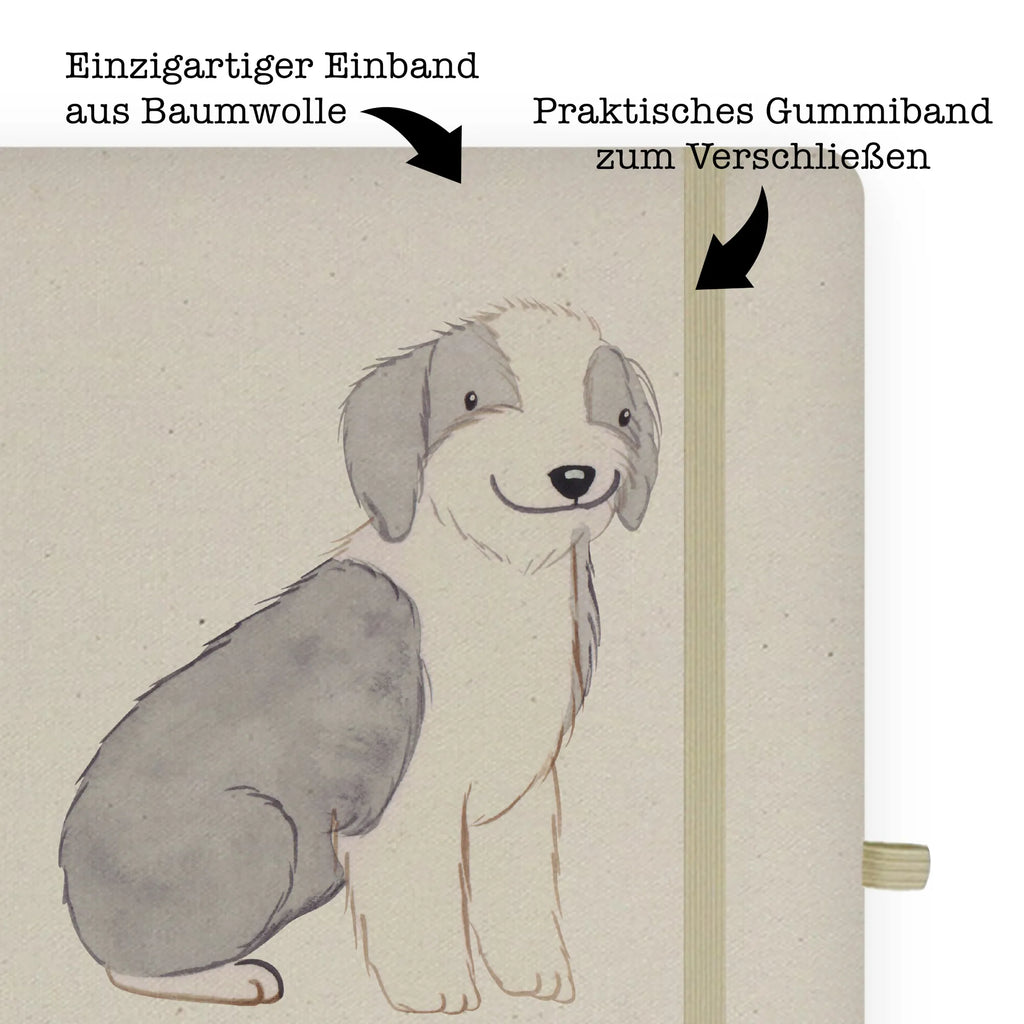 Baumwoll Notizbuch Bearded Collie Moment Notizen, Eintragebuch, Tagebuch, Notizblock, Adressbuch, Journal, Kladde, Skizzenbuch, Notizheft, Schreibbuch, Schreibheft, Hund, Hunderasse, Rassehund, Hundebesitzer, Geschenk, Tierfreund, Schenken, Welpe, Bearded Collie, britischer Hütehund