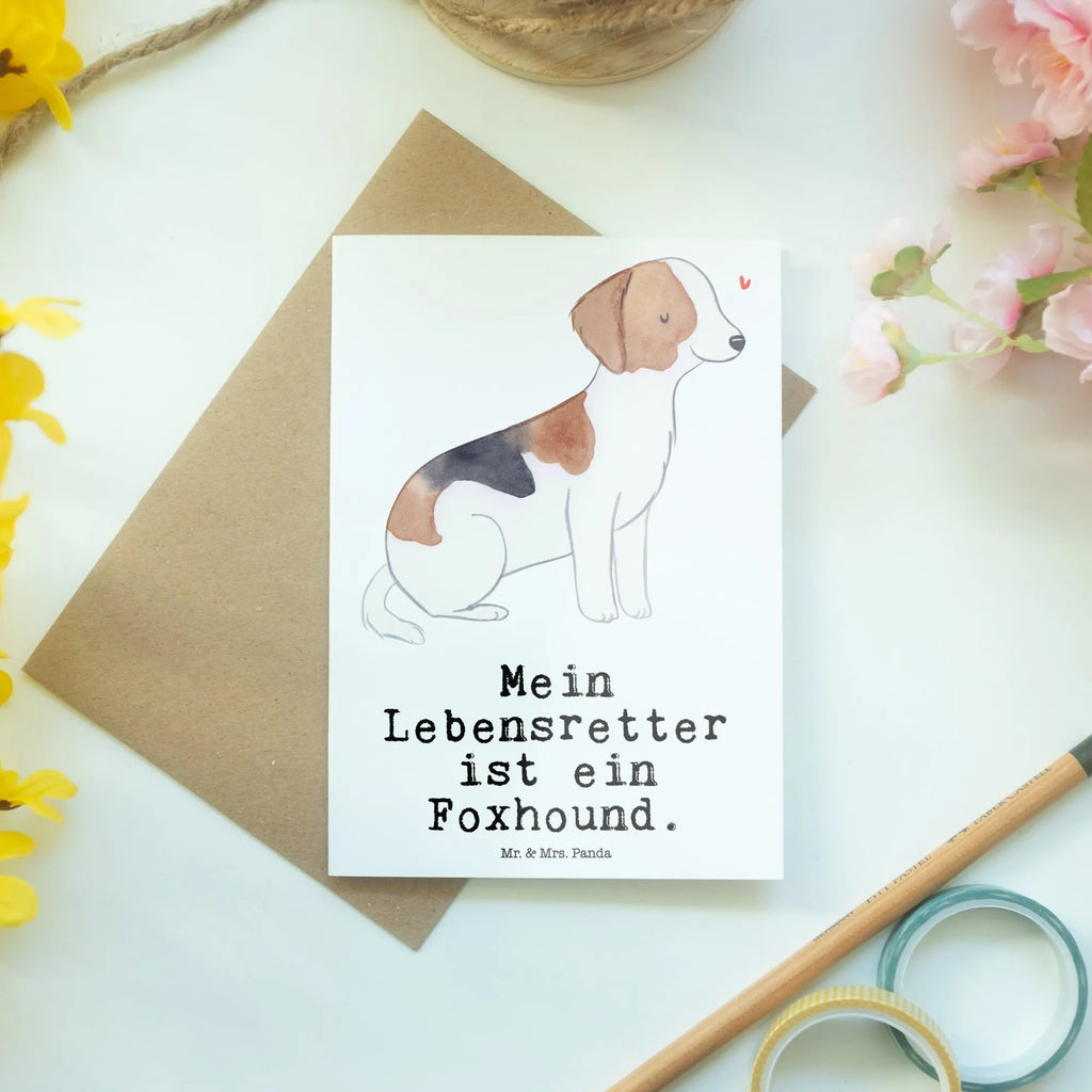 Grußkarte Foxhound Lebensretter Grußkarte, Klappkarte, Einladungskarte, Glückwunschkarte, Hochzeitskarte, Geburtstagskarte, Karte, Ansichtskarten, Hund, Hunderasse, Rassehund, Hundebesitzer, Geschenk, Tierfreund, Schenken, Welpe, Foxhound, Jagdhund, Laufhund