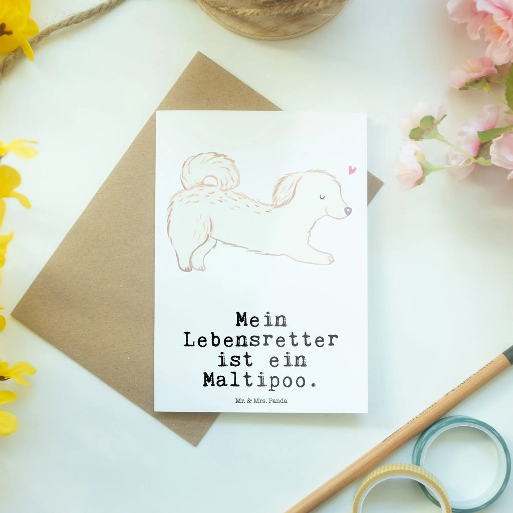 Grußkarte Maltipoo Lebensretter Grußkarte, Klappkarte, Einladungskarte, Glückwunschkarte, Hochzeitskarte, Geburtstagskarte, Karte, Ansichtskarten, Hund, Hunderasse, Rassehund, Hundebesitzer, Geschenk, Tierfreund, Schenken, Welpe, Maltipoo, Kreuzung, Mischling