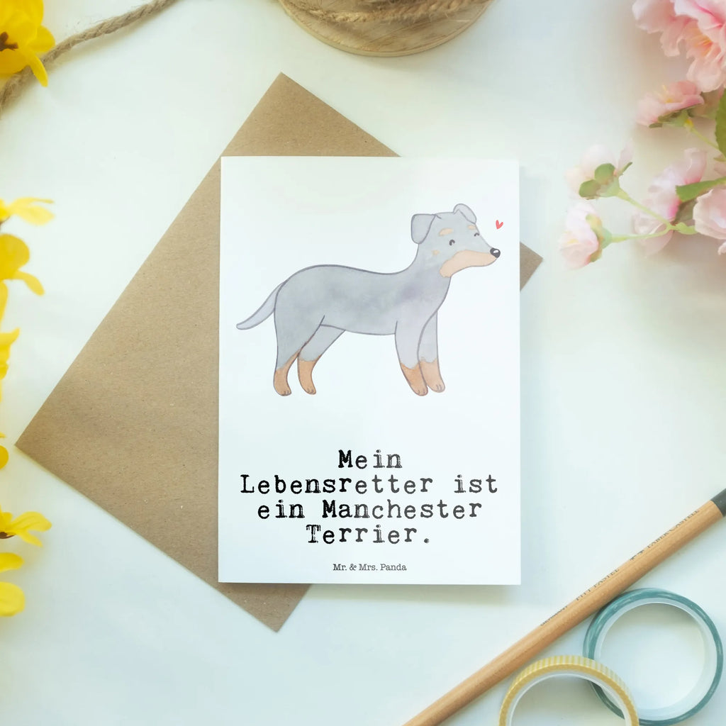 Grußkarte Manchester Terrier Lebensretter Grußkarte, Klappkarte, Einladungskarte, Glückwunschkarte, Hochzeitskarte, Geburtstagskarte, Karte, Ansichtskarten, Hund, Hunderasse, Rassehund, Hundebesitzer, Geschenk, Tierfreund, Schenken, Welpe, Manchester Terrier