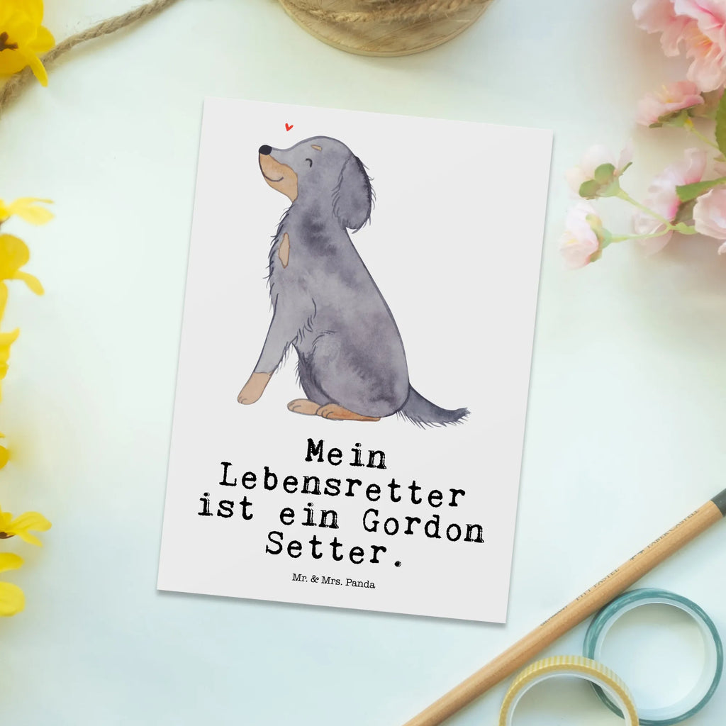 Postkarte Gordon Setter Lebensretter Postkarte, Karte, Geschenkkarte, Grußkarte, Einladung, Ansichtskarte, Geburtstagskarte, Einladungskarte, Dankeskarte, Ansichtskarten, Einladung Geburtstag, Einladungskarten Geburtstag, Hund, Hunderasse, Rassehund, Hundebesitzer, Geschenk, Tierfreund, Schenken, Welpe, Gordon Shetter, Jagdhund