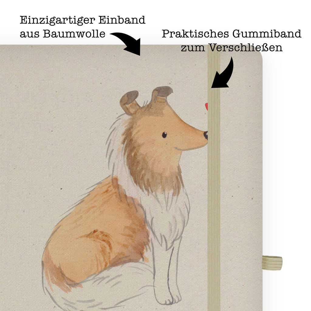 Baumwoll Notizbuch Langhaar Collie Moment Notizen, Eintragebuch, Tagebuch, Notizblock, Adressbuch, Journal, Kladde, Skizzenbuch, Notizheft, Schreibbuch, Schreibheft, Hund, Hunderasse, Rassehund, Hundebesitzer, Geschenk, Tierfreund, Schenken, Welpe, Langhaar Collie, britischer Hütehund