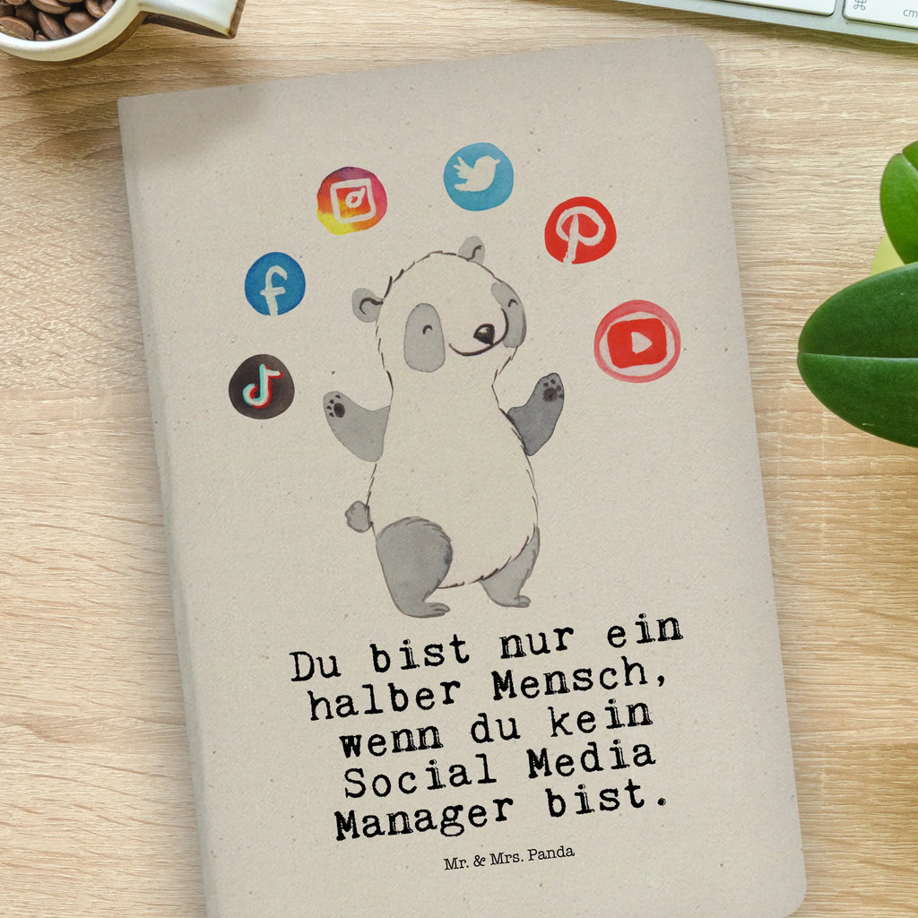 Baumwoll Notizbuch Social Media Manager mit Herz Notizen, Eintragebuch, Tagebuch, Notizblock, Adressbuch, Journal, Kladde, Skizzenbuch, Notizheft, Schreibbuch, Schreibheft, Beruf, Ausbildung, Jubiläum, Abschied, Rente, Kollege, Kollegin, Geschenk, Schenken, Arbeitskollege, Mitarbeiter, Firma, Danke, Dankeschön