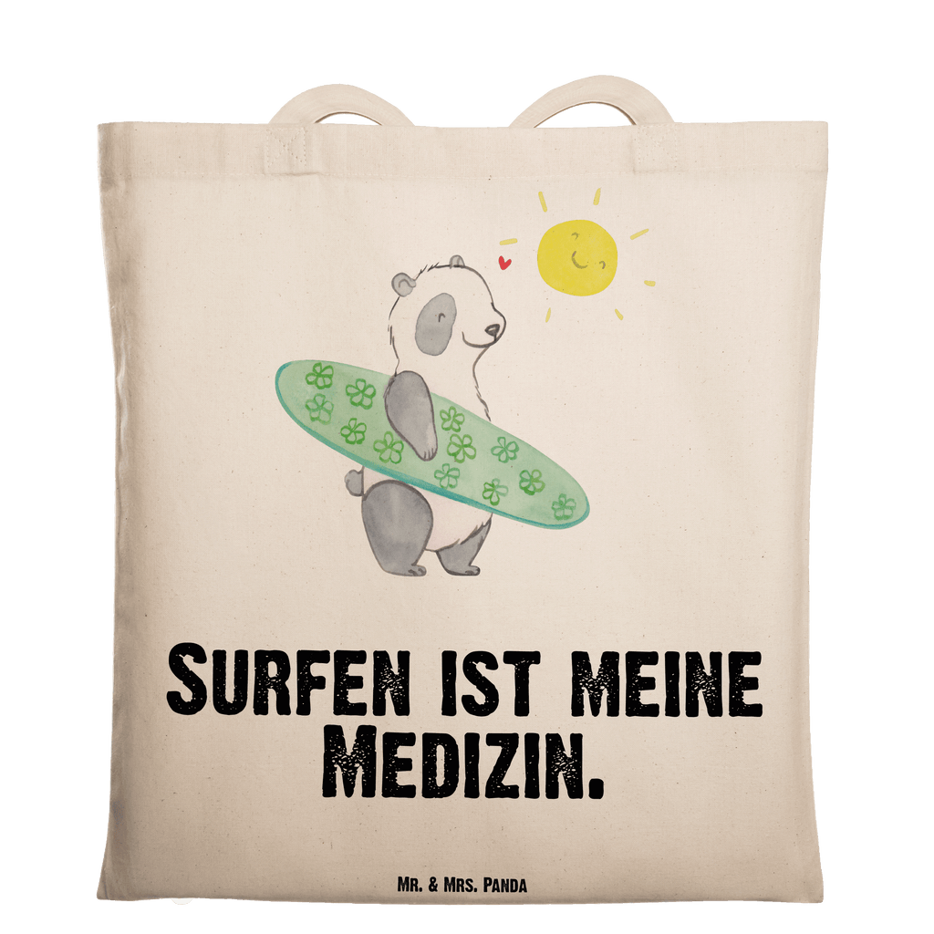 Tragetasche Panda Surfen Beuteltasche, Beutel, Einkaufstasche, Jutebeutel, Stoffbeutel, Tasche, Shopper, Umhängetasche, Strandtasche, Schultertasche, Stofftasche, Tragetasche, Badetasche, Jutetasche, Einkaufstüte, Laptoptasche, Geschenk, Sport, Sportart, Hobby, Schenken, Danke, Dankeschön, Auszeichnung, Gewinn, Sportler, Wellenreiten, Surfen, Surfschule, Surfen Erholung