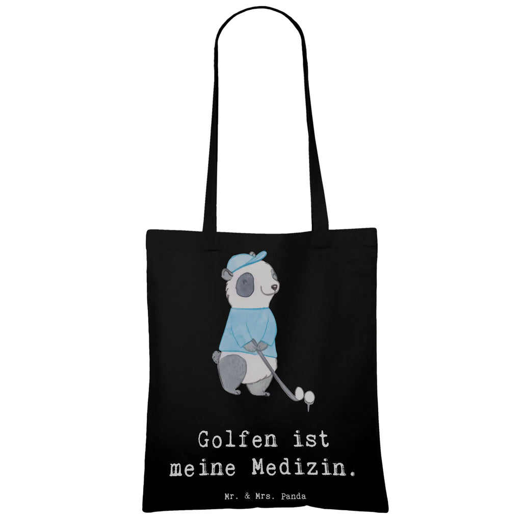 Tragetasche Panda Golfen Beuteltasche, Beutel, Einkaufstasche, Jutebeutel, Stoffbeutel, Tasche, Shopper, Umhängetasche, Strandtasche, Schultertasche, Stofftasche, Tragetasche, Badetasche, Jutetasche, Einkaufstüte, Laptoptasche, Geschenk, Sport, Sportart, Hobby, Schenken, Danke, Dankeschön, Auszeichnung, Gewinn, Sportler, Golfen, Golf spielen, Golfplatz, Golfturnier, Golf Verein