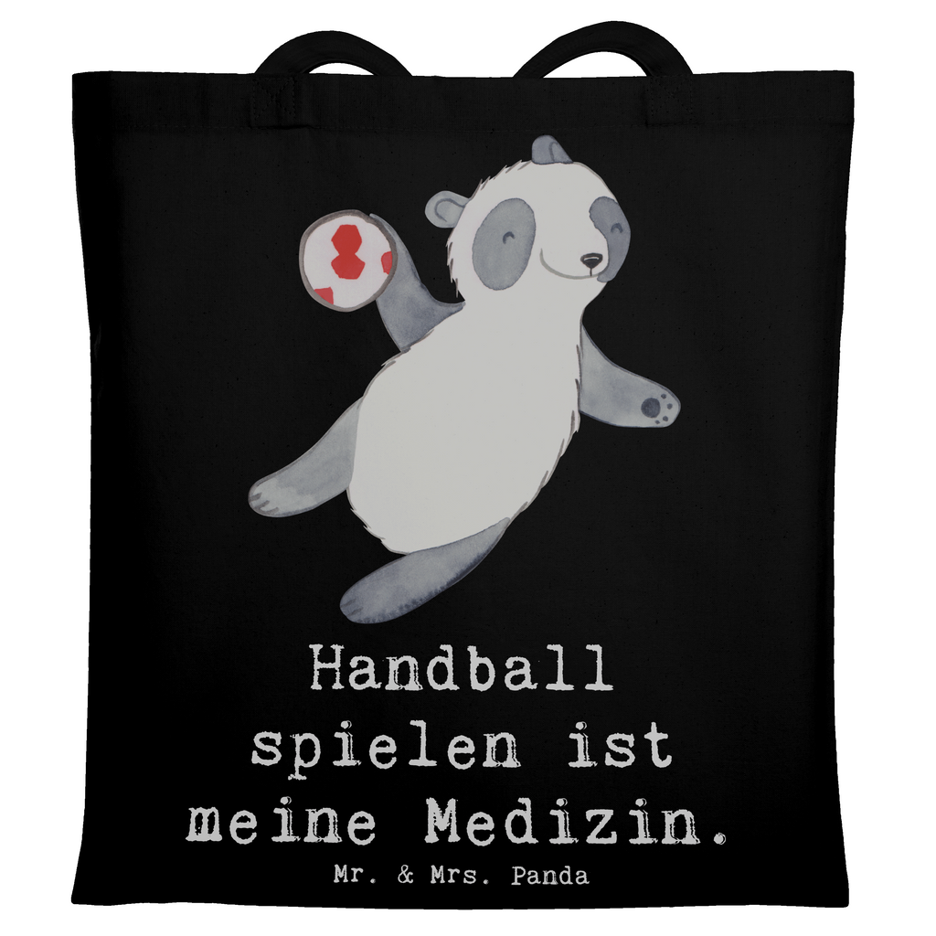 Tragetasche Panda Handball spielen Beuteltasche, Beutel, Einkaufstasche, Jutebeutel, Stoffbeutel, Tasche, Shopper, Umhängetasche, Strandtasche, Schultertasche, Stofftasche, Tragetasche, Badetasche, Jutetasche, Einkaufstüte, Laptoptasche, Geschenk, Sport, Sportart, Hobby, Schenken, Danke, Dankeschön, Auszeichnung, Gewinn, Sportler, Handball spielen, Handball Turnier, Handball Club, Handball Verein