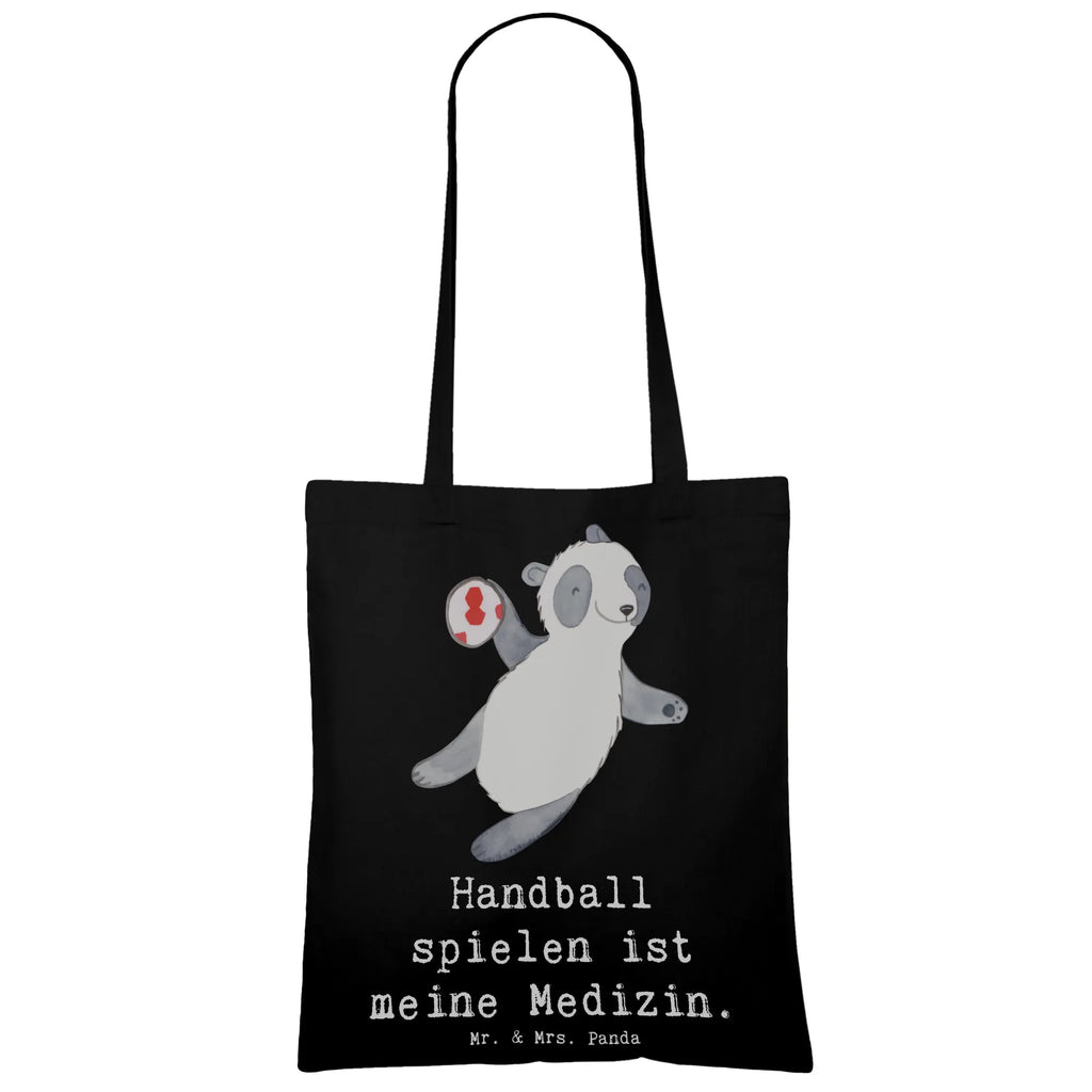 Tragetasche Panda Handball spielen Beuteltasche, Beutel, Einkaufstasche, Jutebeutel, Stoffbeutel, Tasche, Shopper, Umhängetasche, Strandtasche, Schultertasche, Stofftasche, Tragetasche, Badetasche, Jutetasche, Einkaufstüte, Laptoptasche, Geschenk, Sport, Sportart, Hobby, Schenken, Danke, Dankeschön, Auszeichnung, Gewinn, Sportler, Handball spielen, Handball Turnier, Handball Club, Handball Verein