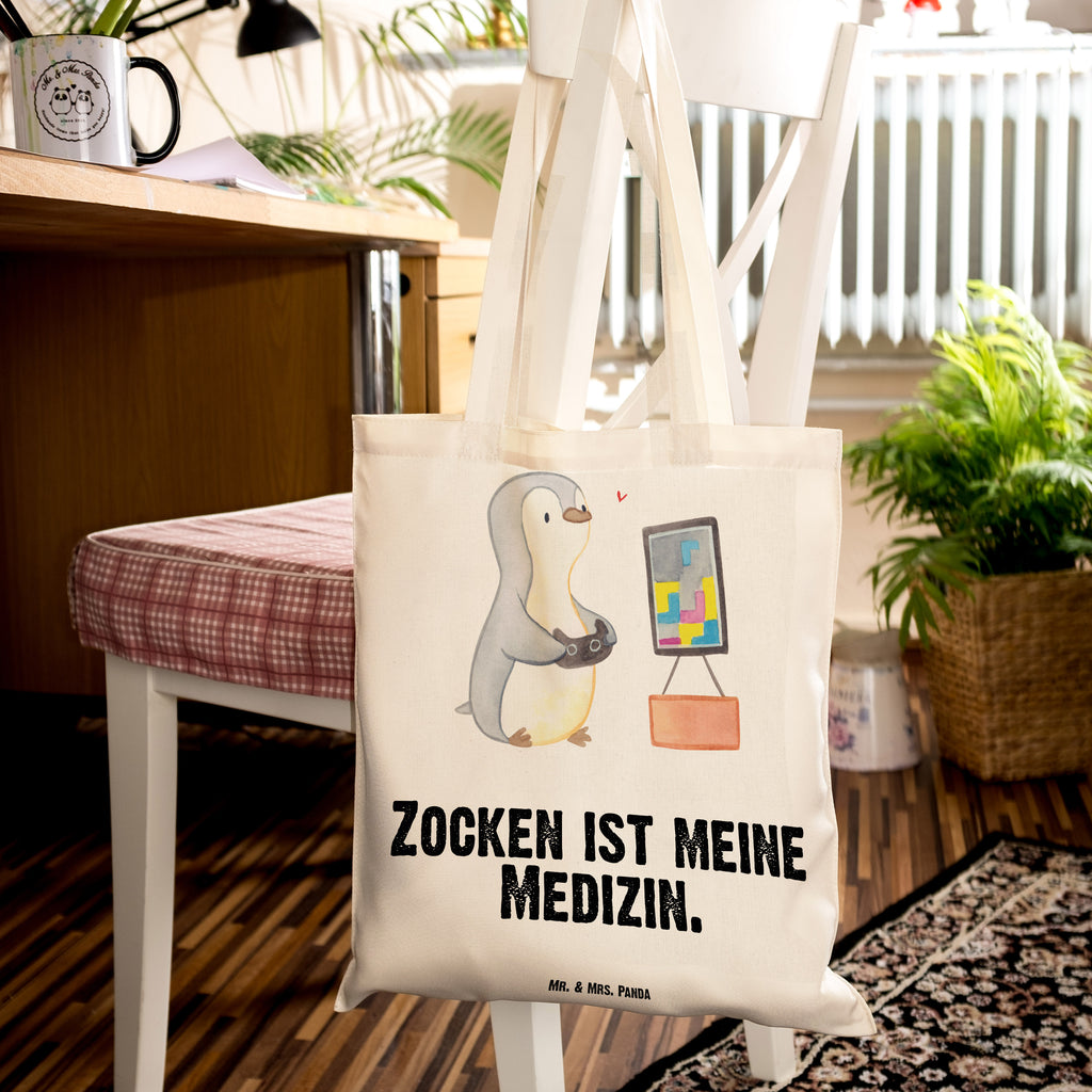 Tragetasche Pinguin Zocken Beuteltasche, Beutel, Einkaufstasche, Jutebeutel, Stoffbeutel, Tasche, Shopper, Umhängetasche, Strandtasche, Schultertasche, Stofftasche, Tragetasche, Badetasche, Jutetasche, Einkaufstüte, Laptoptasche, Geschenk, Sport, Sportart, Hobby, Schenken, Danke, Dankeschön, Auszeichnung, Gewinn, Sportler, Zocken, Gaming, Videospiele, Videogames