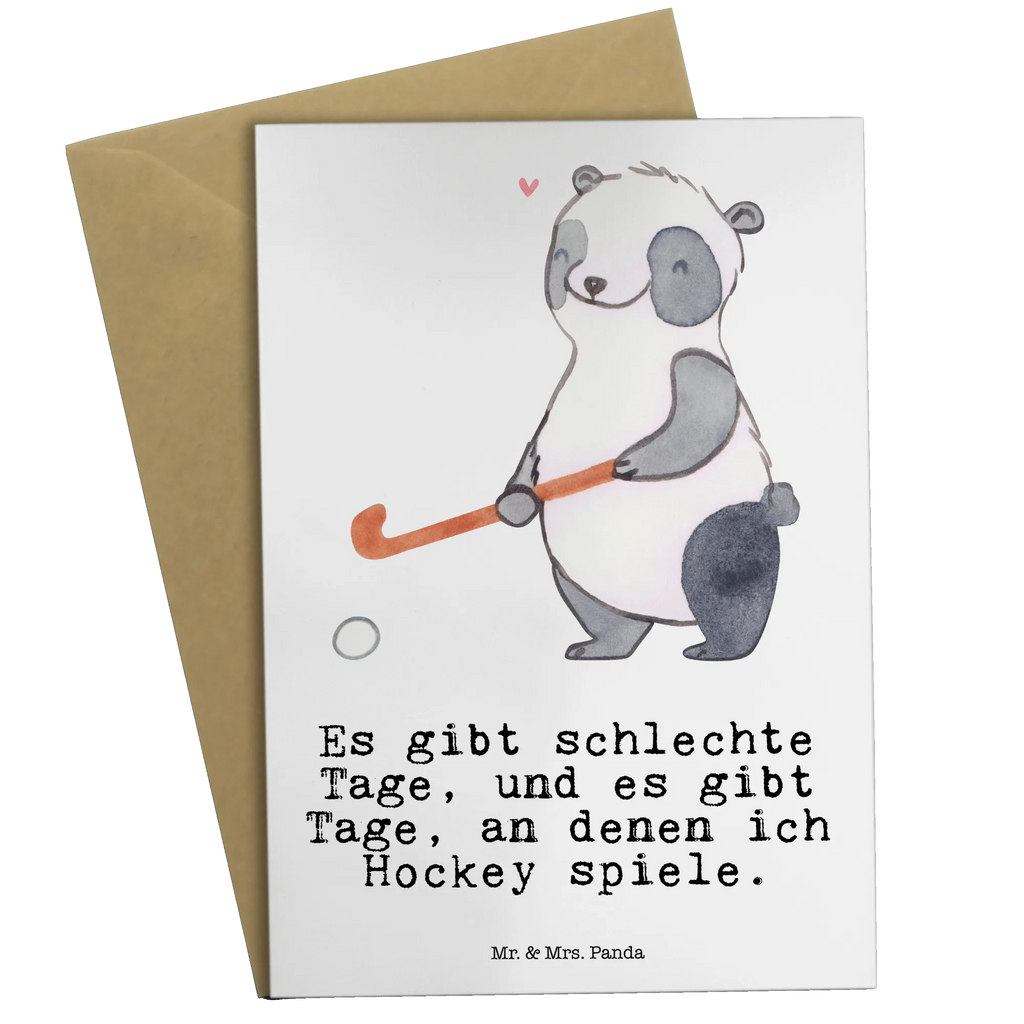 Grußkarte Panda Hockey spielen Grußkarte, Klappkarte, Einladungskarte, Glückwunschkarte, Hochzeitskarte, Geburtstagskarte, Karte, Ansichtskarten, Geschenk, Sport, Sportart, Hobby, Schenken, Danke, Dankeschön, Auszeichnung, Gewinn, Sportler, Hockey spielen, Feldhockey, Hockeyschläger, Hockey Verein