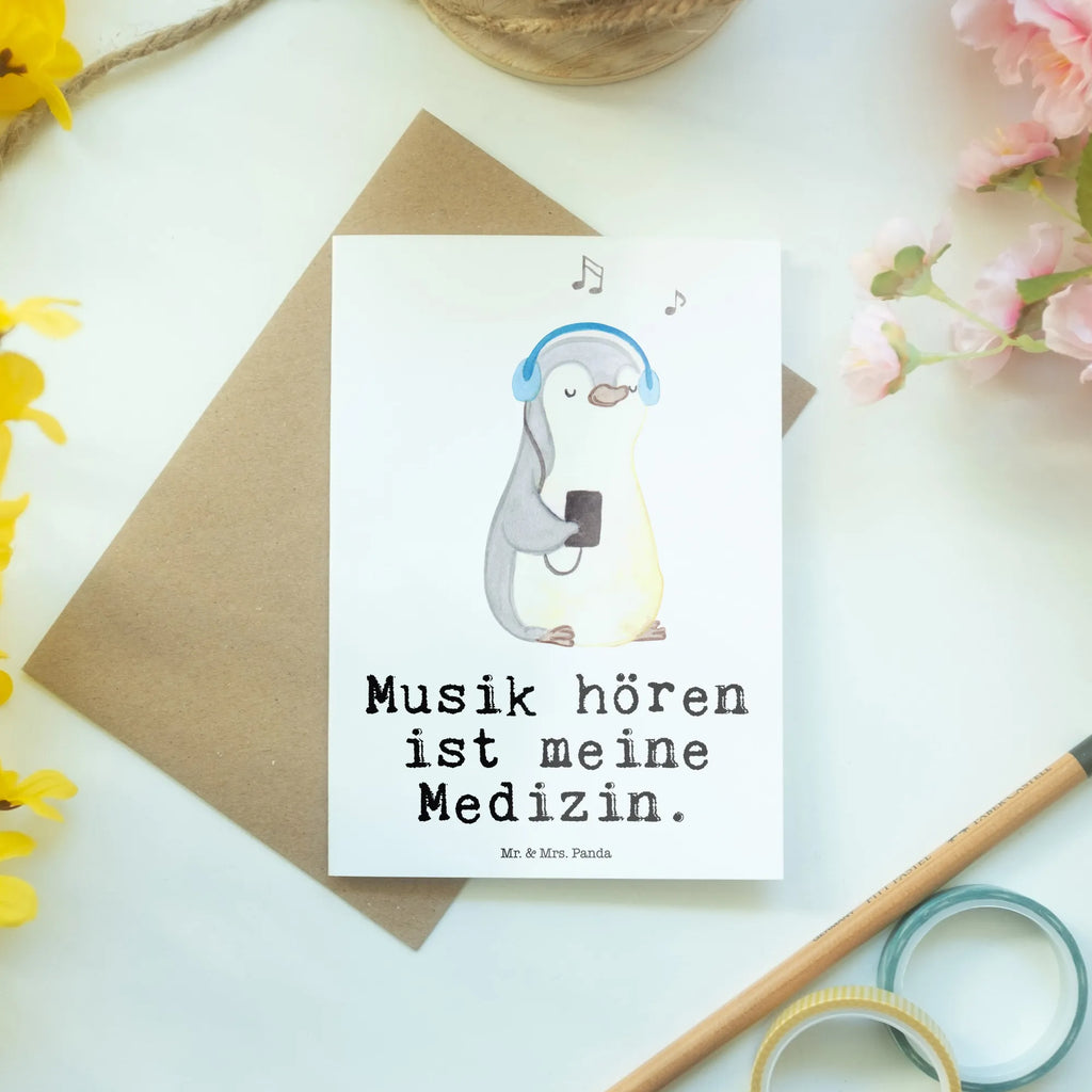 Grußkarte Pinguin Musik hören Grußkarte, Klappkarte, Einladungskarte, Glückwunschkarte, Hochzeitskarte, Geburtstagskarte, Karte, Ansichtskarten, Geschenk, Sport, Sportart, Hobby, Schenken, Danke, Dankeschön, Auszeichnung, Gewinn, Sportler, Musik hören, Lieblingssong