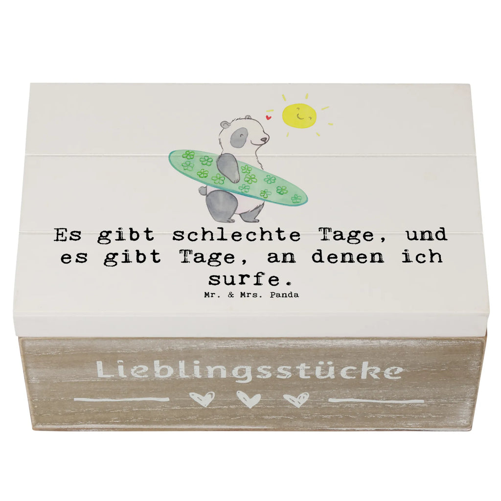 Holzkiste Panda Surfen Holzkiste, Kiste, Schatzkiste, Truhe, Schatulle, XXL, Erinnerungsbox, Erinnerungskiste, Dekokiste, Aufbewahrungsbox, Geschenkbox, Geschenkdose, Geschenk, Sport, Sportart, Hobby, Schenken, Danke, Dankeschön, Auszeichnung, Gewinn, Sportler, Wellenreiten, Surfen, Surfschule