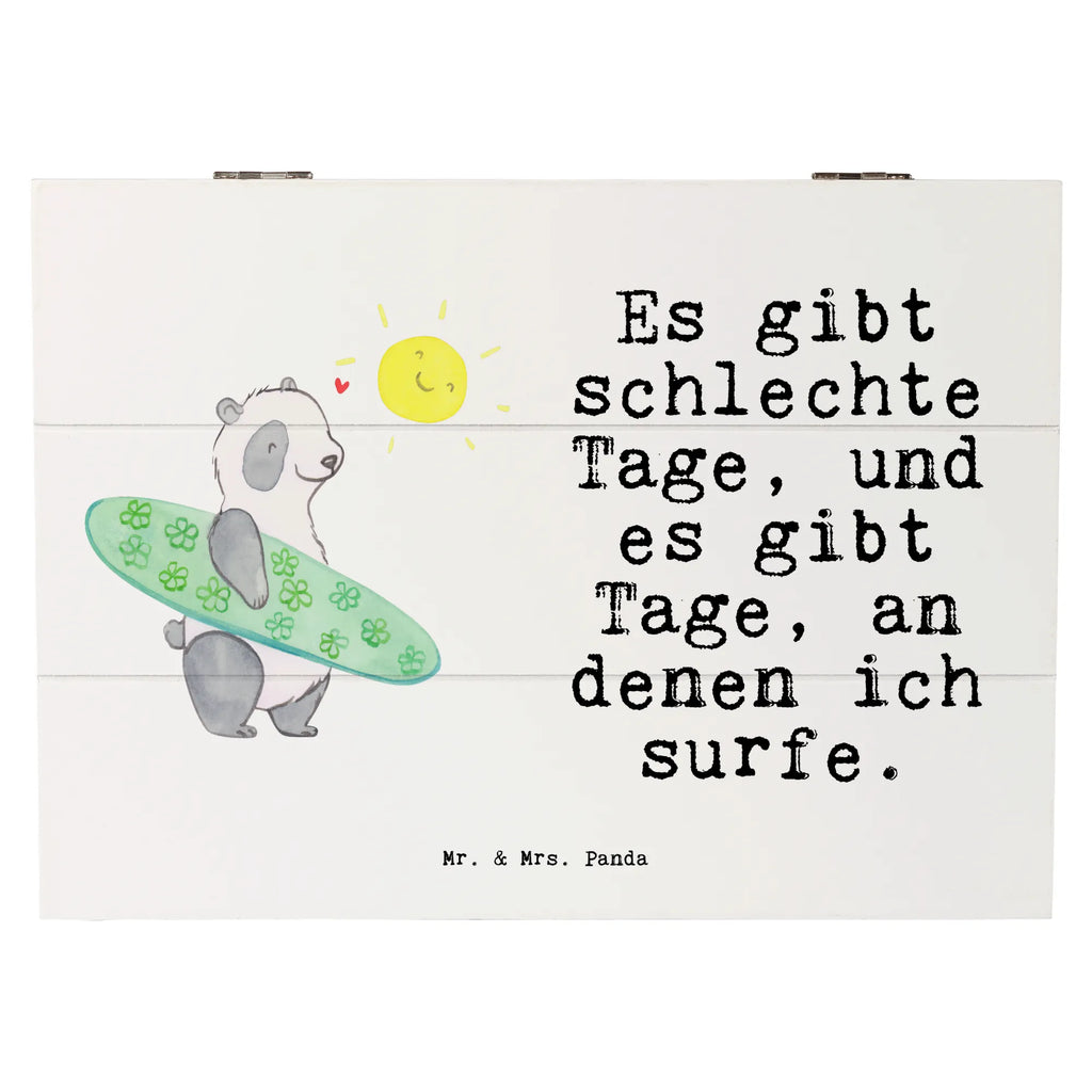 Holzkiste Panda Surfen Holzkiste, Kiste, Schatzkiste, Truhe, Schatulle, XXL, Erinnerungsbox, Erinnerungskiste, Dekokiste, Aufbewahrungsbox, Geschenkbox, Geschenkdose, Geschenk, Sport, Sportart, Hobby, Schenken, Danke, Dankeschön, Auszeichnung, Gewinn, Sportler, Wellenreiten, Surfen, Surfschule