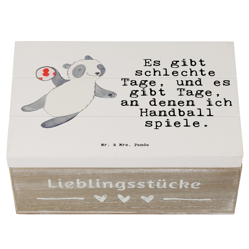 Holzkiste Panda Handball spielen Tage Holzkiste, Kiste, Schatzkiste, Truhe, Schatulle, XXL, Erinnerungsbox, Erinnerungskiste, Dekokiste, Aufbewahrungsbox, Geschenkbox, Geschenkdose, Geschenk, Sport, Sportart, Hobby, Schenken, Danke, Dankeschön, Auszeichnung, Gewinn, Sportler, Handball spielen, Handball Turnier, Handball Club, Handball Verein