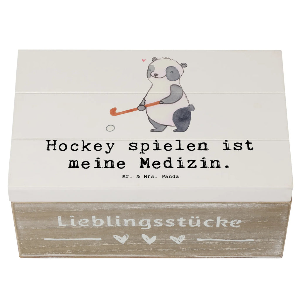 Holzkiste Panda Hockey spielen Holzkiste, Kiste, Schatzkiste, Truhe, Schatulle, XXL, Erinnerungsbox, Erinnerungskiste, Dekokiste, Aufbewahrungsbox, Geschenkbox, Geschenkdose, Geschenk, Sport, Sportart, Hobby, Schenken, Danke, Dankeschön, Auszeichnung, Gewinn, Sportler, Hockey spielen, Feldhockey, Hockeyschläger, Hockey Verein