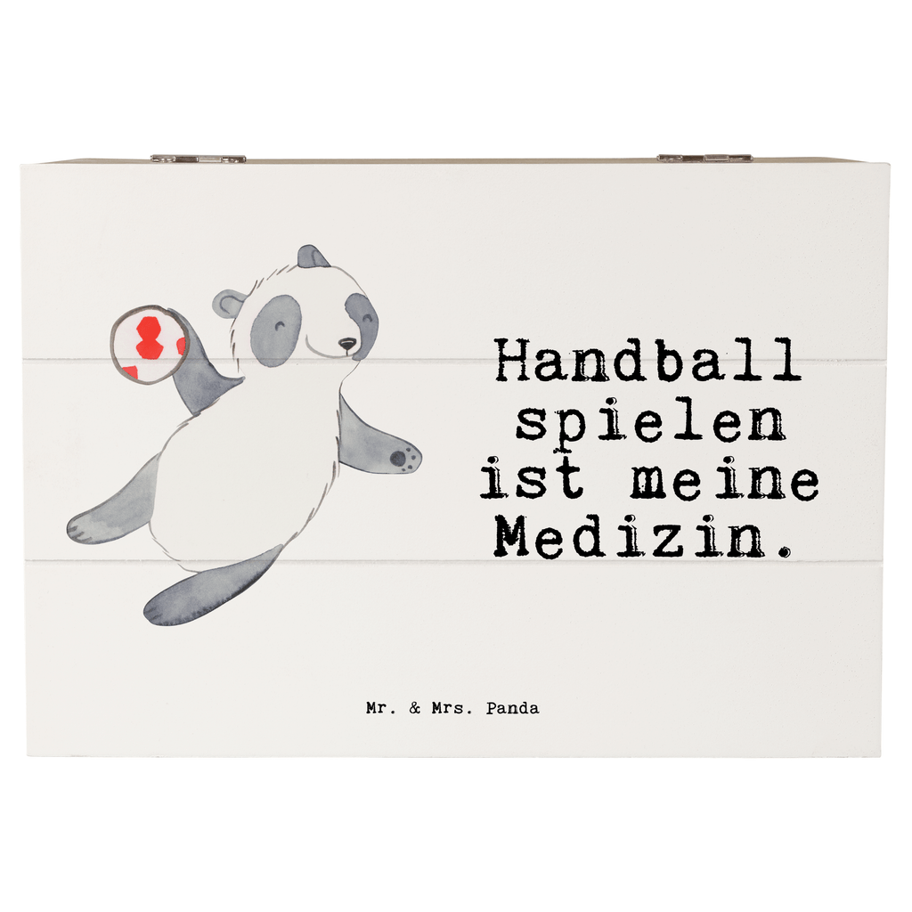 Holzkiste Panda Handball spielen Medizin Holzkiste, Kiste, Schatzkiste, Truhe, Schatulle, XXL, Erinnerungsbox, Erinnerungskiste, Dekokiste, Aufbewahrungsbox, Geschenkbox, Geschenkdose, Geschenk, Sport, Sportart, Hobby, Schenken, Danke, Dankeschön, Auszeichnung, Gewinn, Sportler, Handball spielen, Handball Turnier, Handball Club, Handball Verein