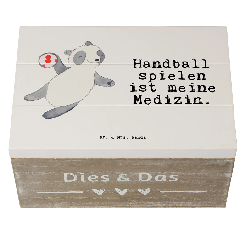 Holzkiste Panda Handball spielen Holzkiste, Kiste, Schatzkiste, Truhe, Schatulle, XXL, Erinnerungsbox, Erinnerungskiste, Dekokiste, Aufbewahrungsbox, Geschenkbox, Geschenkdose, Geschenk, Sport, Sportart, Hobby, Schenken, Danke, Dankeschön, Auszeichnung, Gewinn, Sportler, Handball spielen, Handball Turnier, Handball Club, Handball Verein