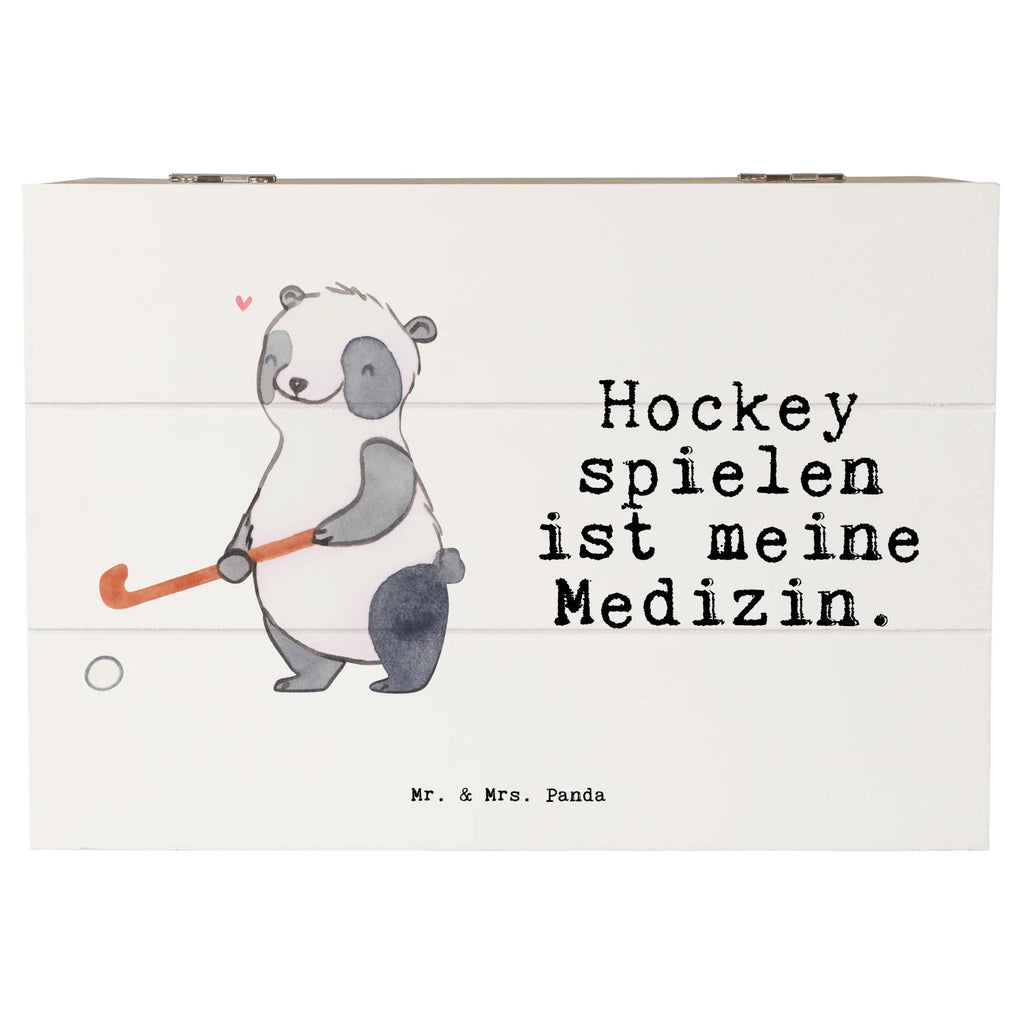 Holzkiste Panda Hockey spielen Holzkiste, Kiste, Schatzkiste, Truhe, Schatulle, XXL, Erinnerungsbox, Erinnerungskiste, Dekokiste, Aufbewahrungsbox, Geschenkbox, Geschenkdose, Geschenk, Sport, Sportart, Hobby, Schenken, Danke, Dankeschön, Auszeichnung, Gewinn, Sportler, Hockey spielen, Feldhockey, Hockeyschläger, Hockey Verein