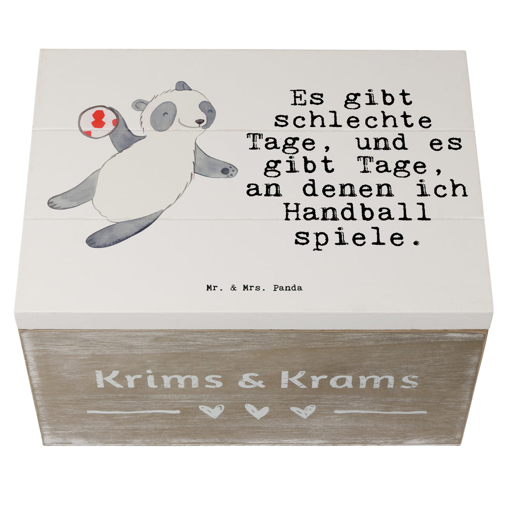 Holzkiste Panda Handball spielen Tage Holzkiste, Kiste, Schatzkiste, Truhe, Schatulle, XXL, Erinnerungsbox, Erinnerungskiste, Dekokiste, Aufbewahrungsbox, Geschenkbox, Geschenkdose, Geschenk, Sport, Sportart, Hobby, Schenken, Danke, Dankeschön, Auszeichnung, Gewinn, Sportler, Handball spielen, Handball Turnier, Handball Club, Handball Verein