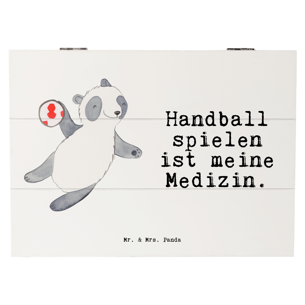 Holzkiste Panda Handball spielen Medizin Holzkiste, Kiste, Schatzkiste, Truhe, Schatulle, XXL, Erinnerungsbox, Erinnerungskiste, Dekokiste, Aufbewahrungsbox, Geschenkbox, Geschenkdose, Geschenk, Sport, Sportart, Hobby, Schenken, Danke, Dankeschön, Auszeichnung, Gewinn, Sportler, Handball spielen, Handball Turnier, Handball Club, Handball Verein