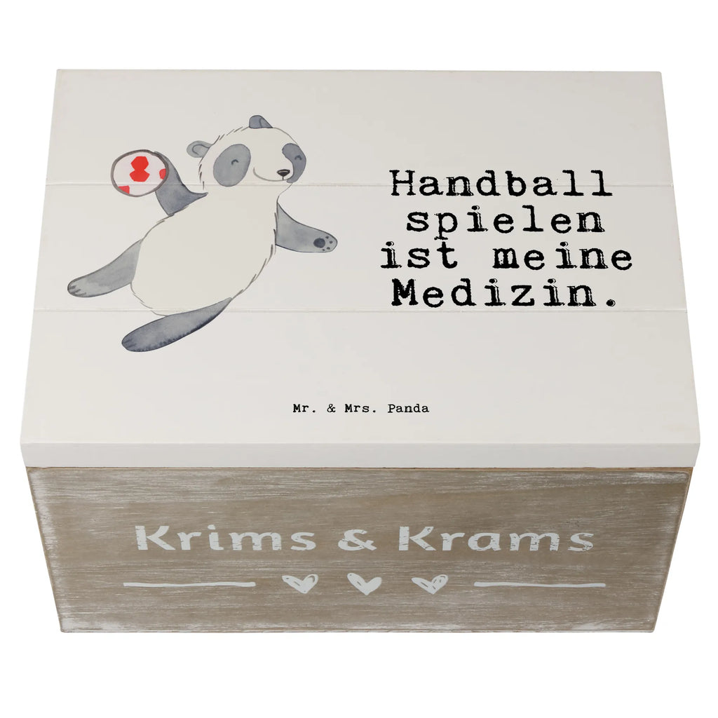 Holzkiste Panda Handball spielen Holzkiste, Kiste, Schatzkiste, Truhe, Schatulle, XXL, Erinnerungsbox, Erinnerungskiste, Dekokiste, Aufbewahrungsbox, Geschenkbox, Geschenkdose, Geschenk, Sport, Sportart, Hobby, Schenken, Danke, Dankeschön, Auszeichnung, Gewinn, Sportler, Handball spielen, Handball Turnier, Handball Club, Handball Verein