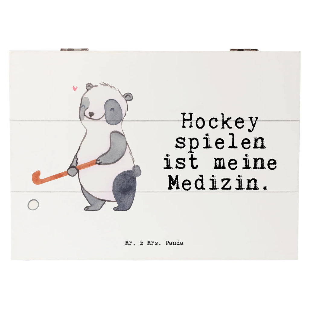 Holzkiste Panda Hockey spielen Holzkiste, Kiste, Schatzkiste, Truhe, Schatulle, XXL, Erinnerungsbox, Erinnerungskiste, Dekokiste, Aufbewahrungsbox, Geschenkbox, Geschenkdose, Geschenk, Sport, Sportart, Hobby, Schenken, Danke, Dankeschön, Auszeichnung, Gewinn, Sportler, Hockey spielen, Feldhockey, Hockeyschläger, Hockey Verein