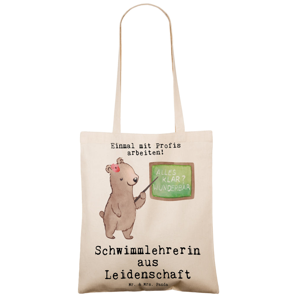 Tragetasche Schwimmlehrerin aus Leidenschaft Beuteltasche, Beutel, Einkaufstasche, Jutebeutel, Stoffbeutel, Beruf, Ausbildung, Jubiläum, Abschied, Rente, Kollege, Kollegin, Geschenk, Schenken, Arbeitskollege, Mitarbeiter, Firma, Danke, Dankeschön, Schwimmlehrerin, Schwimmbad, Schwimmschule, Schwimmverein