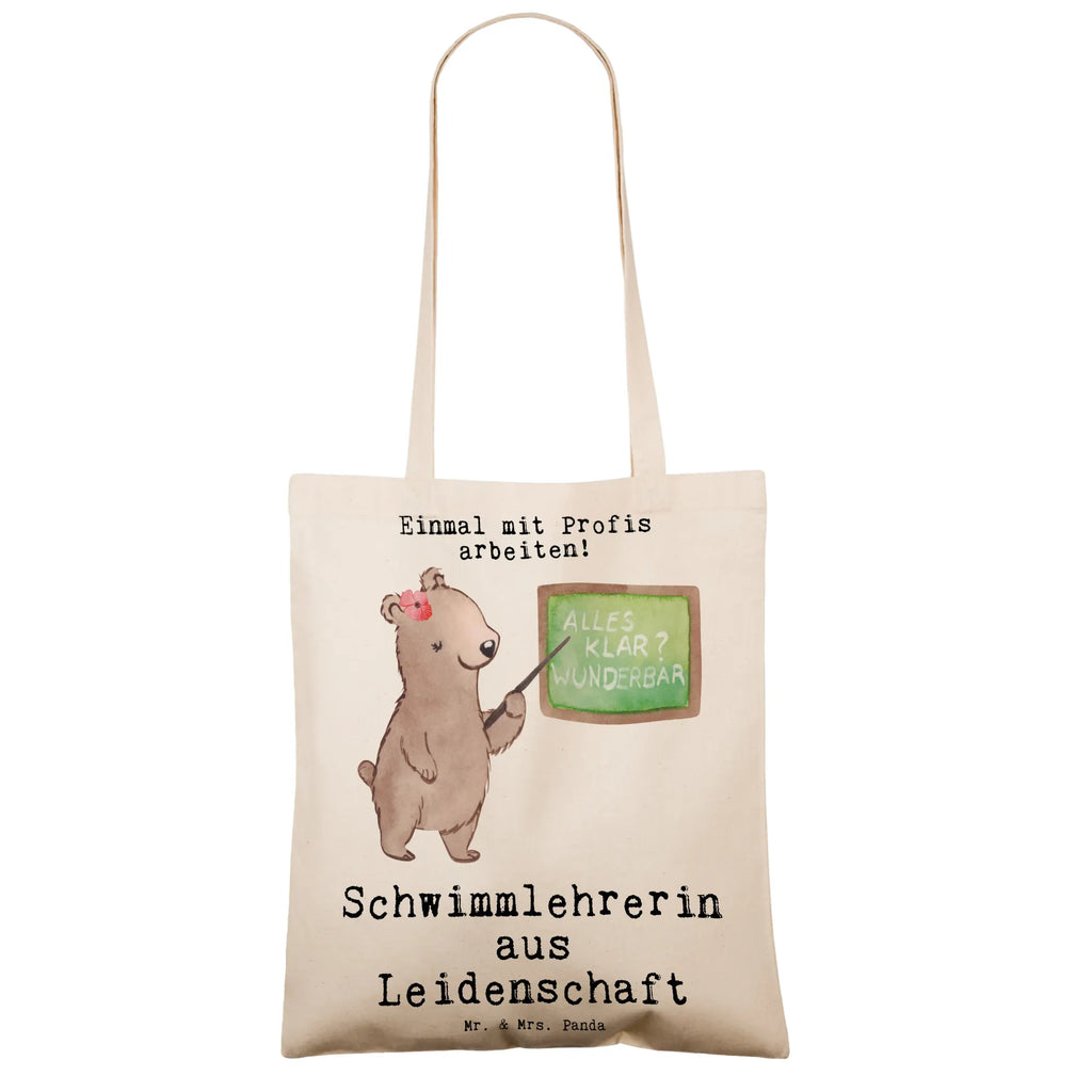 Tragetasche Schwimmlehrerin aus Leidenschaft Beuteltasche, Beutel, Einkaufstasche, Jutebeutel, Stoffbeutel, Tasche, Shopper, Umhängetasche, Strandtasche, Schultertasche, Stofftasche, Tragetasche, Badetasche, Jutetasche, Einkaufstüte, Laptoptasche, Beruf, Ausbildung, Jubiläum, Abschied, Rente, Kollege, Kollegin, Geschenk, Schenken, Arbeitskollege, Mitarbeiter, Firma, Danke, Dankeschön, Schwimmlehrerin, Schwimmbad, Schwimmschule, Schwimmverein