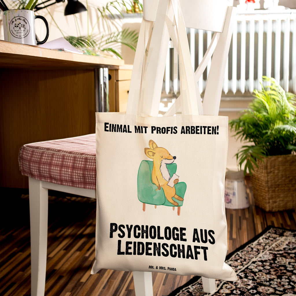 Tragetasche Psychologe aus Leidenschaft Beuteltasche, Beutel, Einkaufstasche, Jutebeutel, Stoffbeutel, Tasche, Shopper, Umhängetasche, Strandtasche, Schultertasche, Stofftasche, Tragetasche, Badetasche, Jutetasche, Einkaufstüte, Laptoptasche, Beruf, Ausbildung, Jubiläum, Abschied, Rente, Kollege, Kollegin, Geschenk, Schenken, Arbeitskollege, Mitarbeiter, Firma, Danke, Dankeschön, Psychologe, Therapeut, Studium