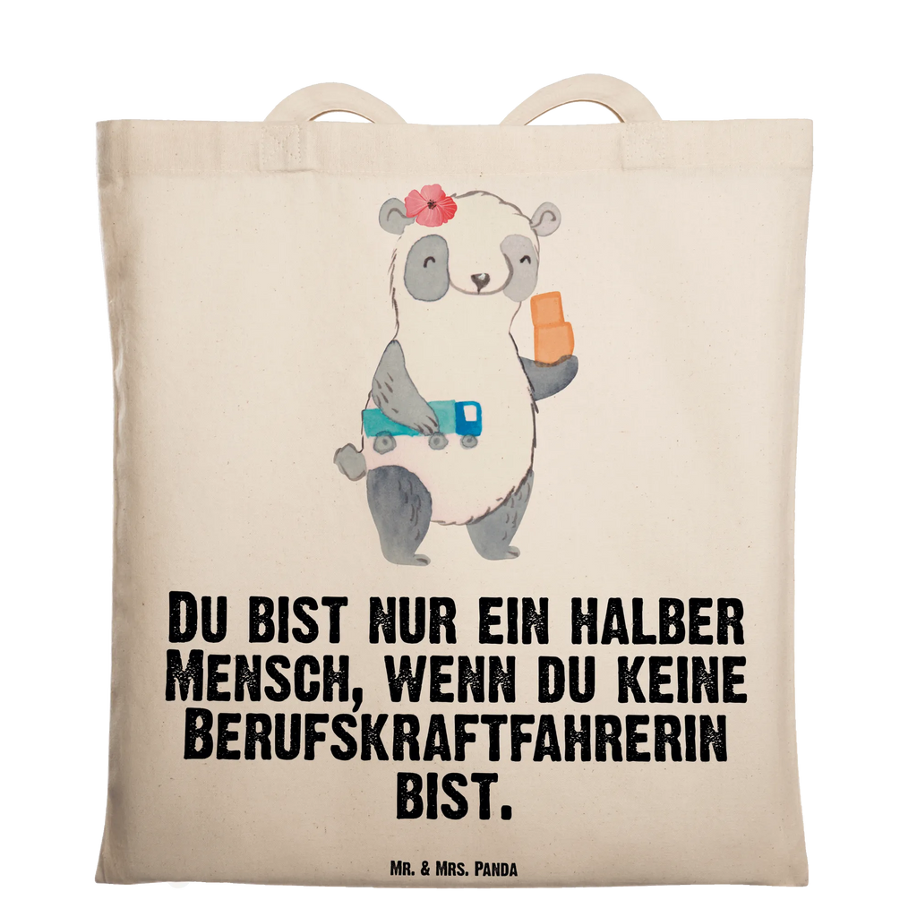 Tragetasche Berufskraftfahrerin mit Herz Beuteltasche, Beutel, Einkaufstasche, Jutebeutel, Stoffbeutel, Tasche, Shopper, Umhängetasche, Strandtasche, Schultertasche, Stofftasche, Tragetasche, Badetasche, Jutetasche, Einkaufstüte, Laptoptasche, Beruf, Ausbildung, Jubiläum, Abschied, Rente, Kollege, Kollegin, Geschenk, Schenken, Arbeitskollege, Mitarbeiter, Firma, Danke, Dankeschön