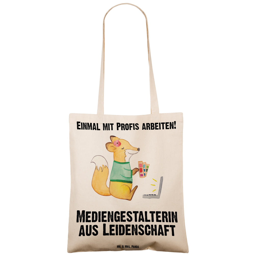 Tragetasche Mediengestalterin aus Leidenschaft Beuteltasche, Beutel, Einkaufstasche, Jutebeutel, Stoffbeutel, Tasche, Shopper, Umhängetasche, Strandtasche, Schultertasche, Stofftasche, Tragetasche, Badetasche, Jutetasche, Einkaufstüte, Laptoptasche, Beruf, Ausbildung, Jubiläum, Abschied, Rente, Kollege, Kollegin, Geschenk, Schenken, Arbeitskollege, Mitarbeiter, Firma, Danke, Dankeschön, Grafikerin, Designer, Mediengestalter, Grafikdesignerin